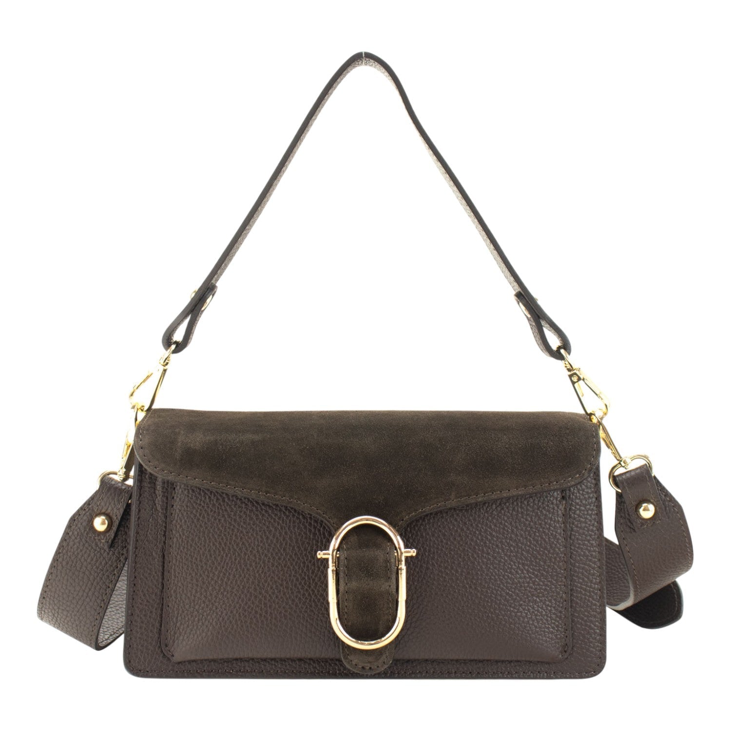 Bandolera Piel Pregato Fíbula Ante Chocolate - KimondoShop