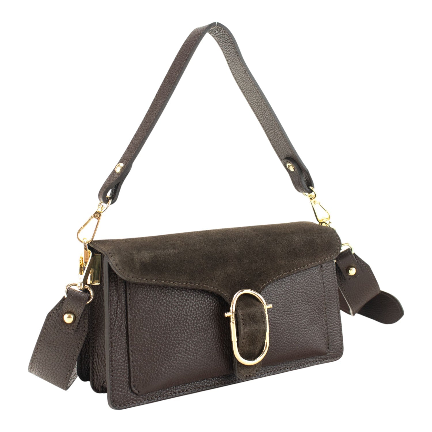 Bandolera Piel Pregato Fíbula Ante Chocolate - KimondoShop