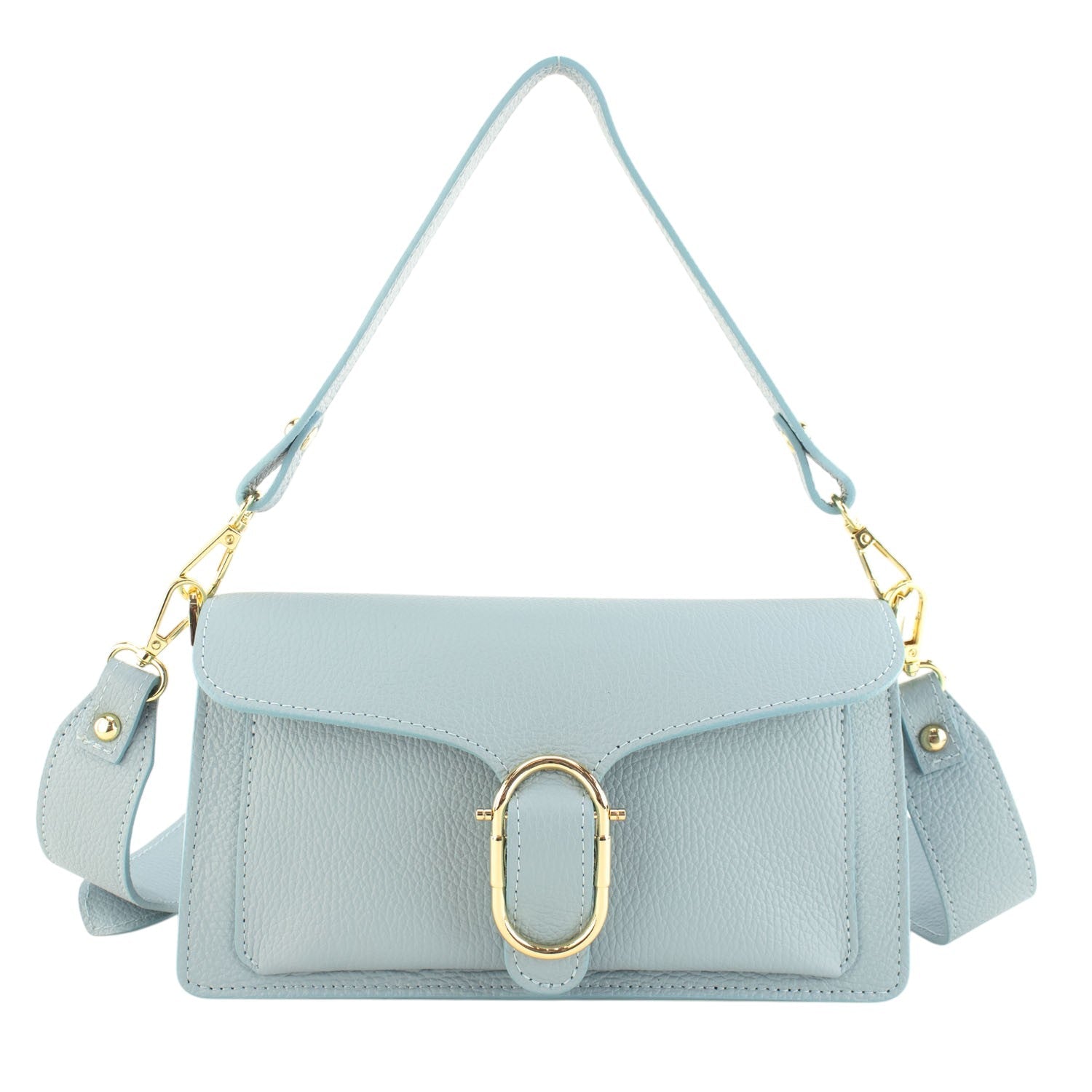 Bandolera Piel Pregato Fíbula Azul cielo - KimondoShop