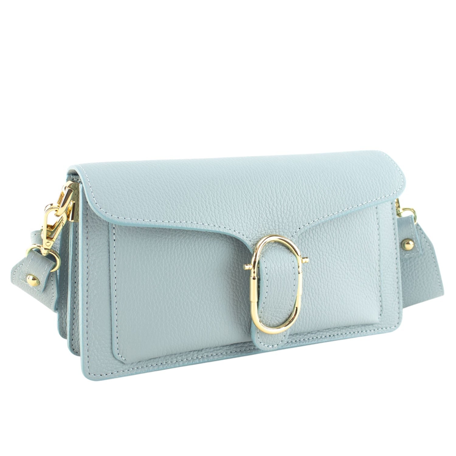 Bandolera Piel Pregato Fíbula Azul cielo - KimondoShop