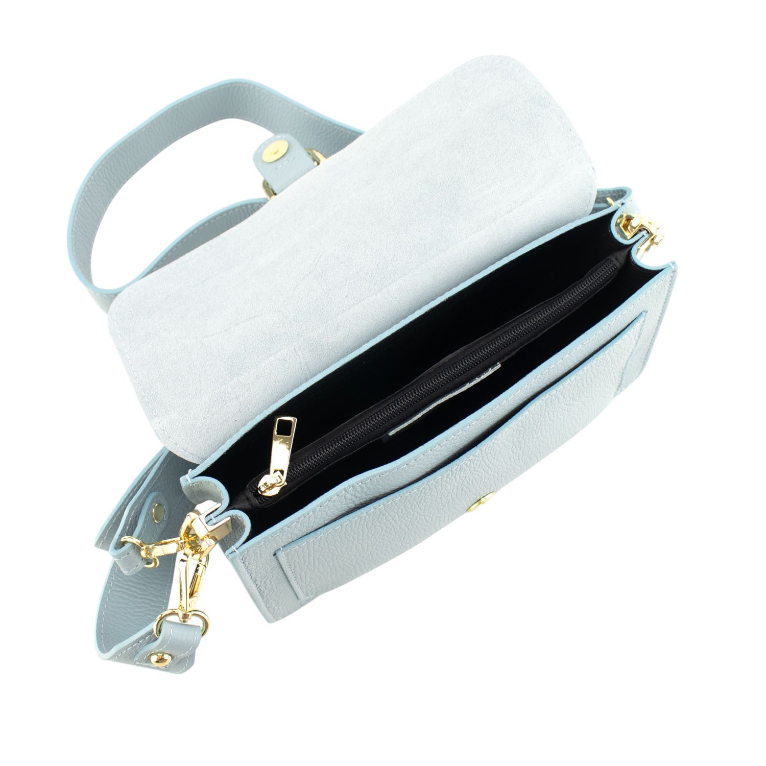 Bandolera Piel Pregato Fíbula Azul cielo - KimondoShop