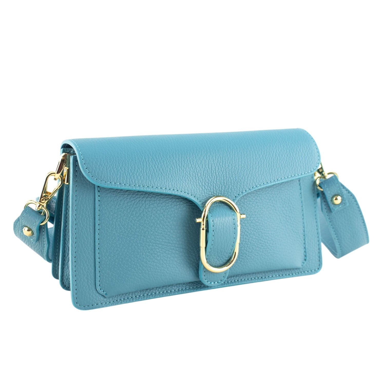 Bandolera Piel Pregato Fíbula Azul turquesa claro - KimondoShop
