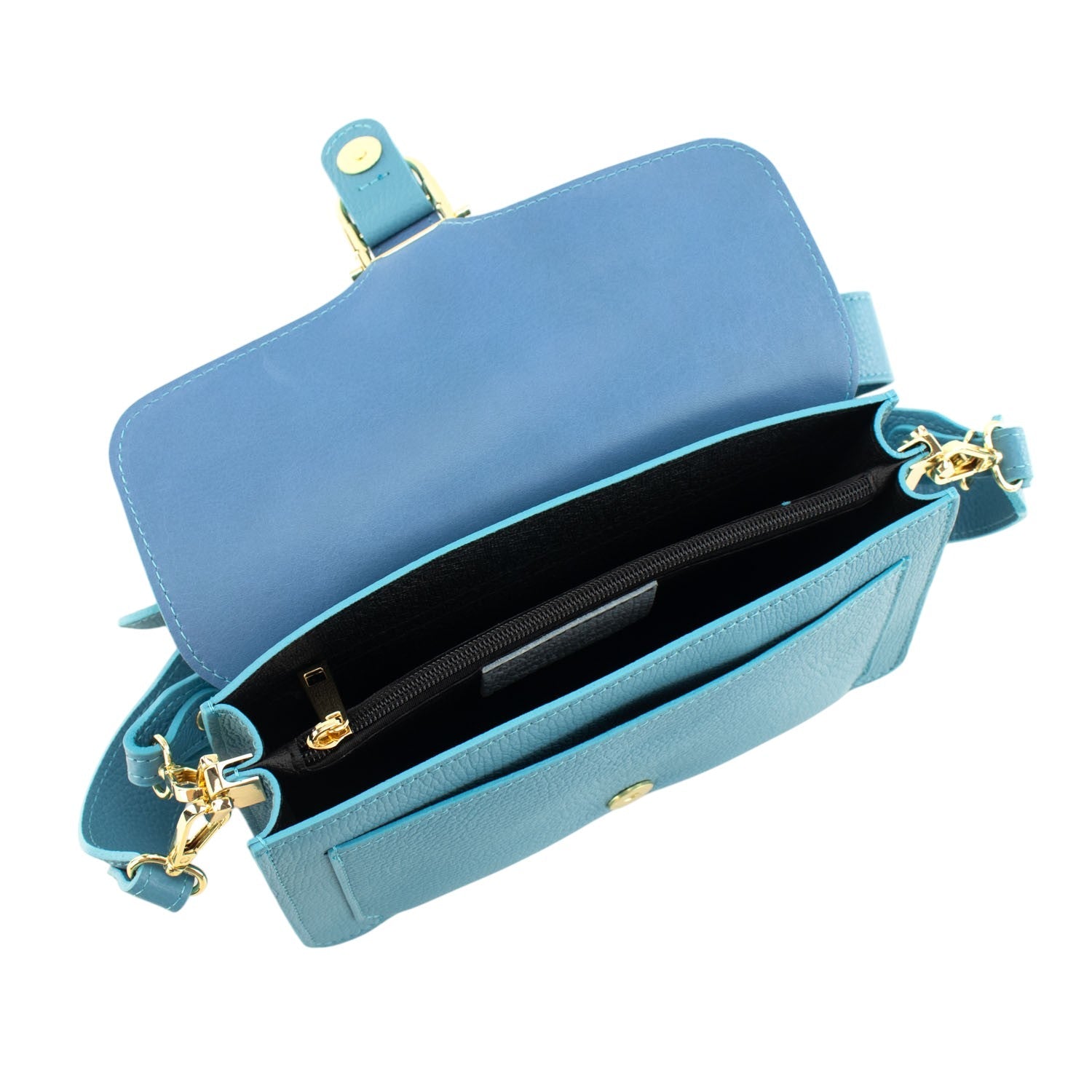 Bandolera Piel Pregato Fíbula Azul turquesa claro - KimondoShop