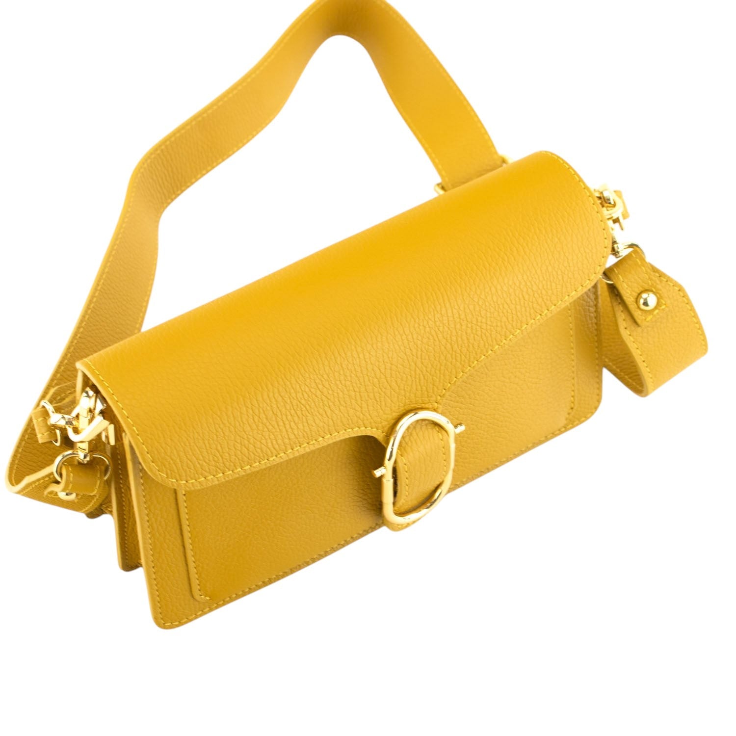Bandolera Piel Pregato Fíbula Mostaza - KimondoShop