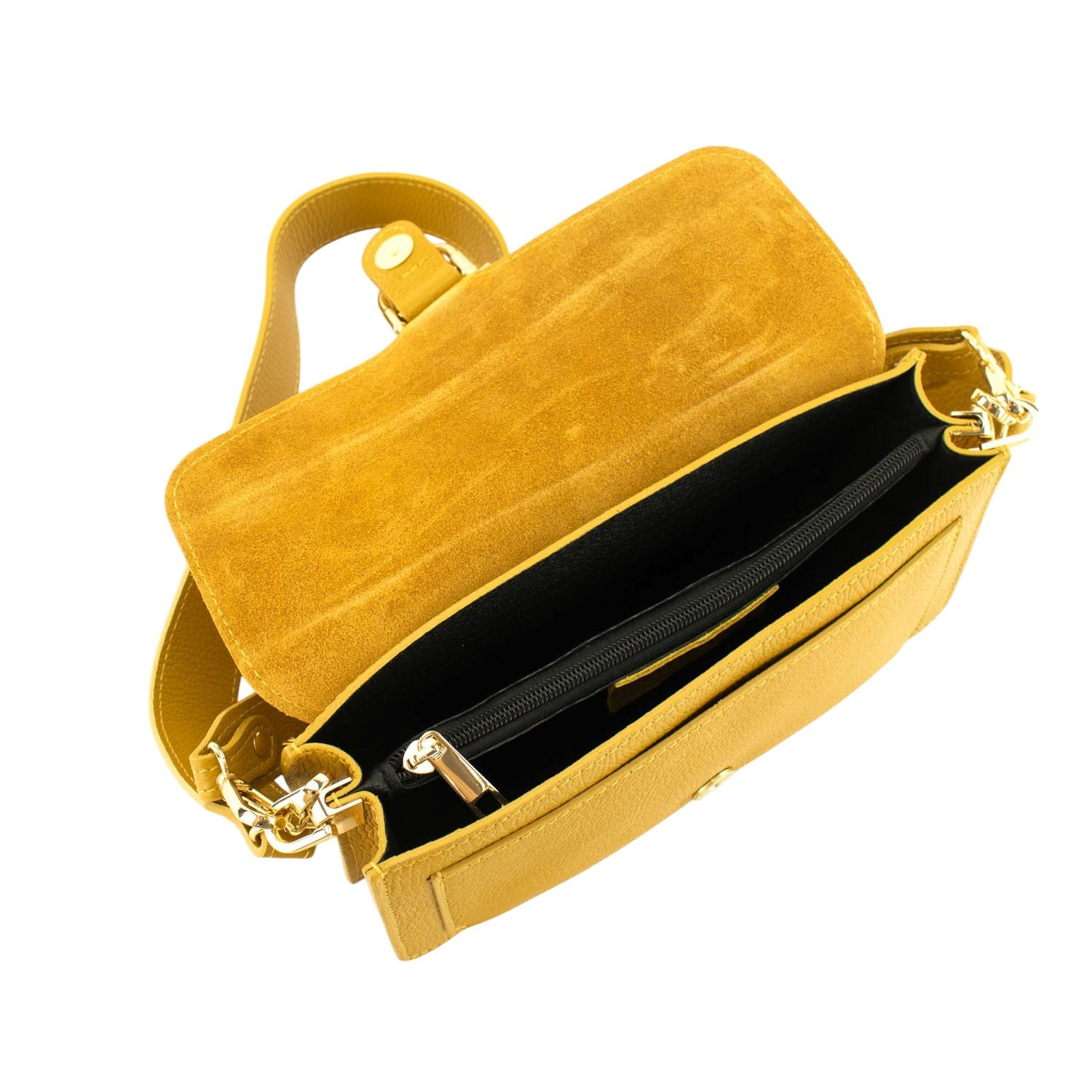 Bandolera Piel Pregato Fíbula Mostaza - KimondoShop