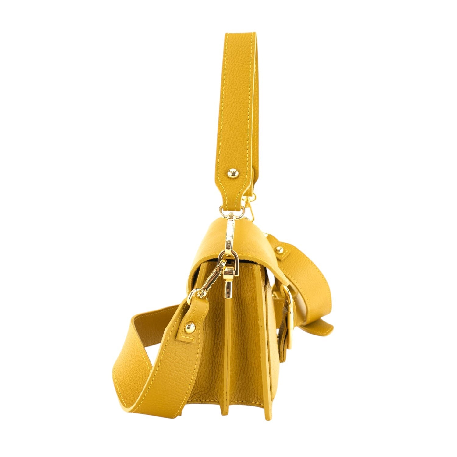 Bandolera Piel Pregato Fíbula Mostaza - KimondoShop