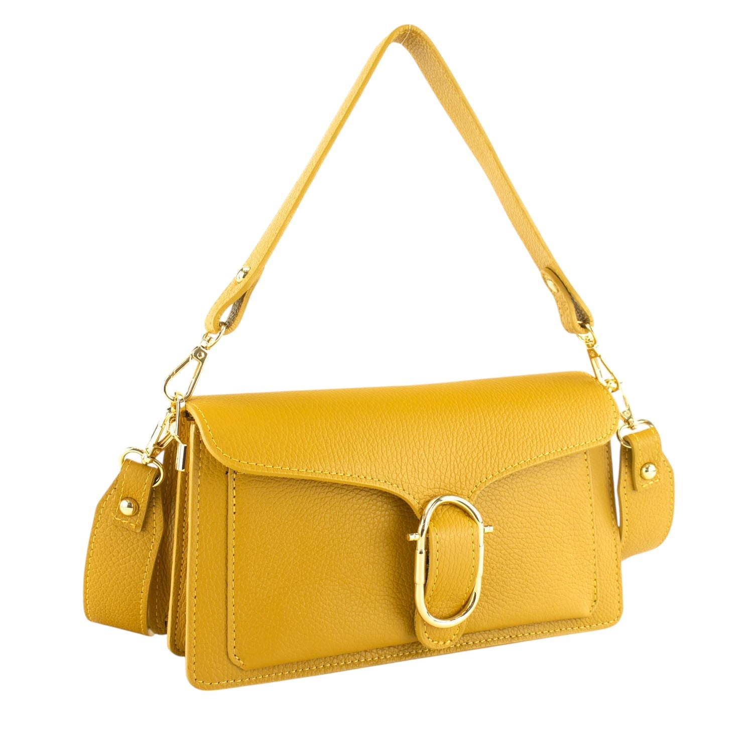 Bandolera Piel Pregato Fíbula Mostaza - KimondoShop