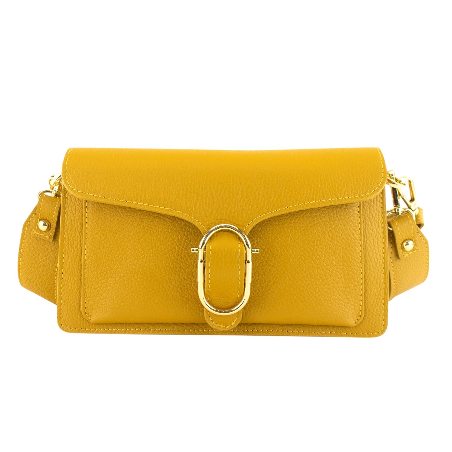 Bandolera Piel Pregato Fíbula Mostaza - KimondoShop