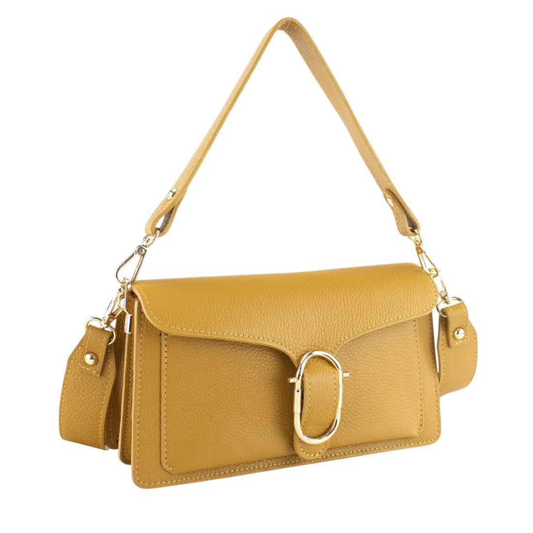Bandolera Piel Pregato Fíbula Ocre - KimondoShop