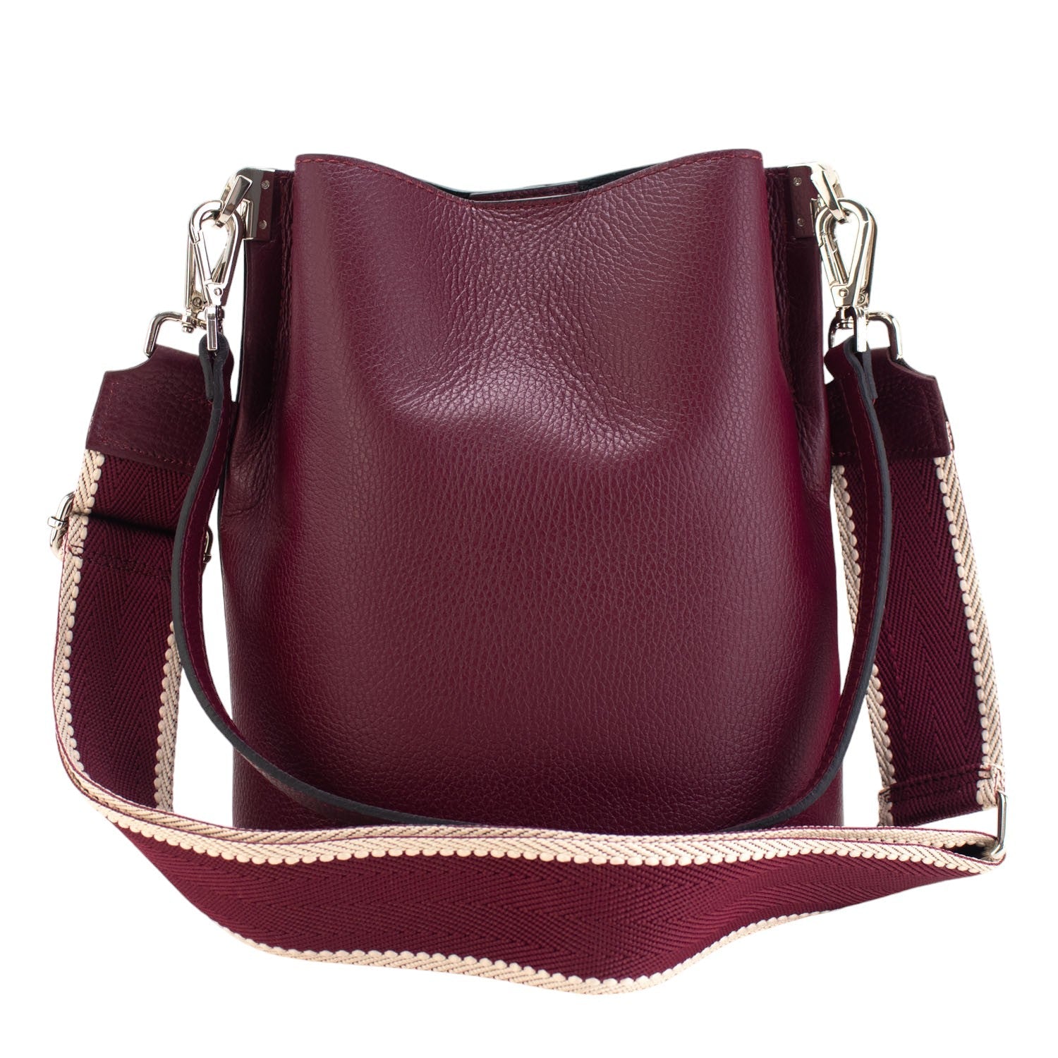 Bandolera Piel Pregato Secchio Burdeos cinta lisa - KimondoShop