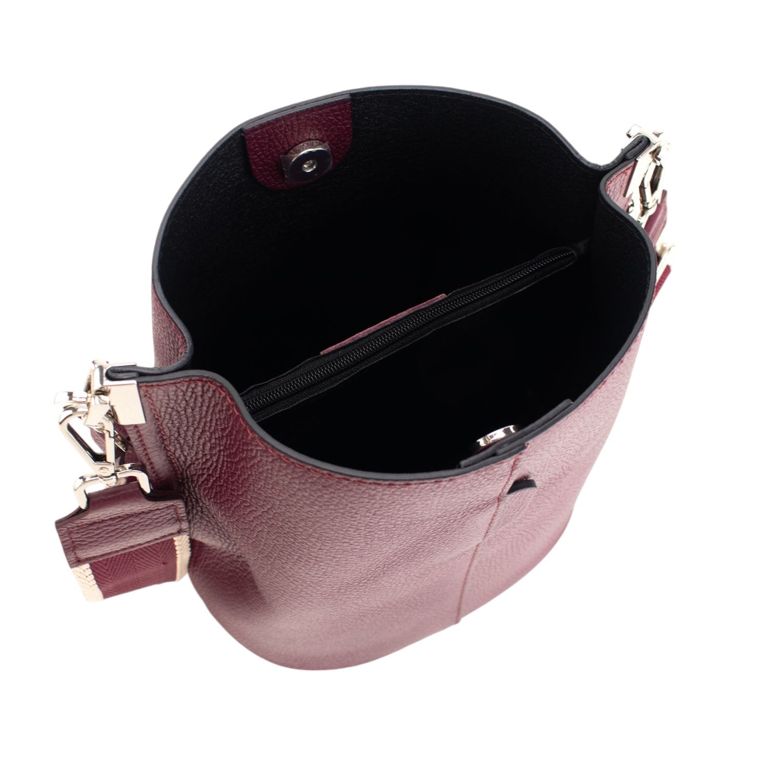 Bandolera Piel Pregato Secchio Burdeos cinta lisa - KimondoShop