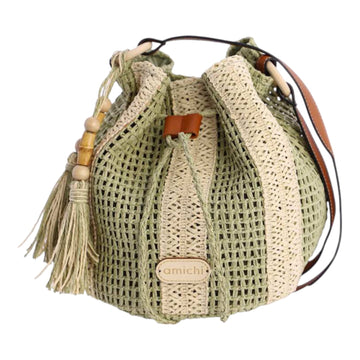 Bolso bombonera Amichi rafia Wisp Kaki - KimondoShop