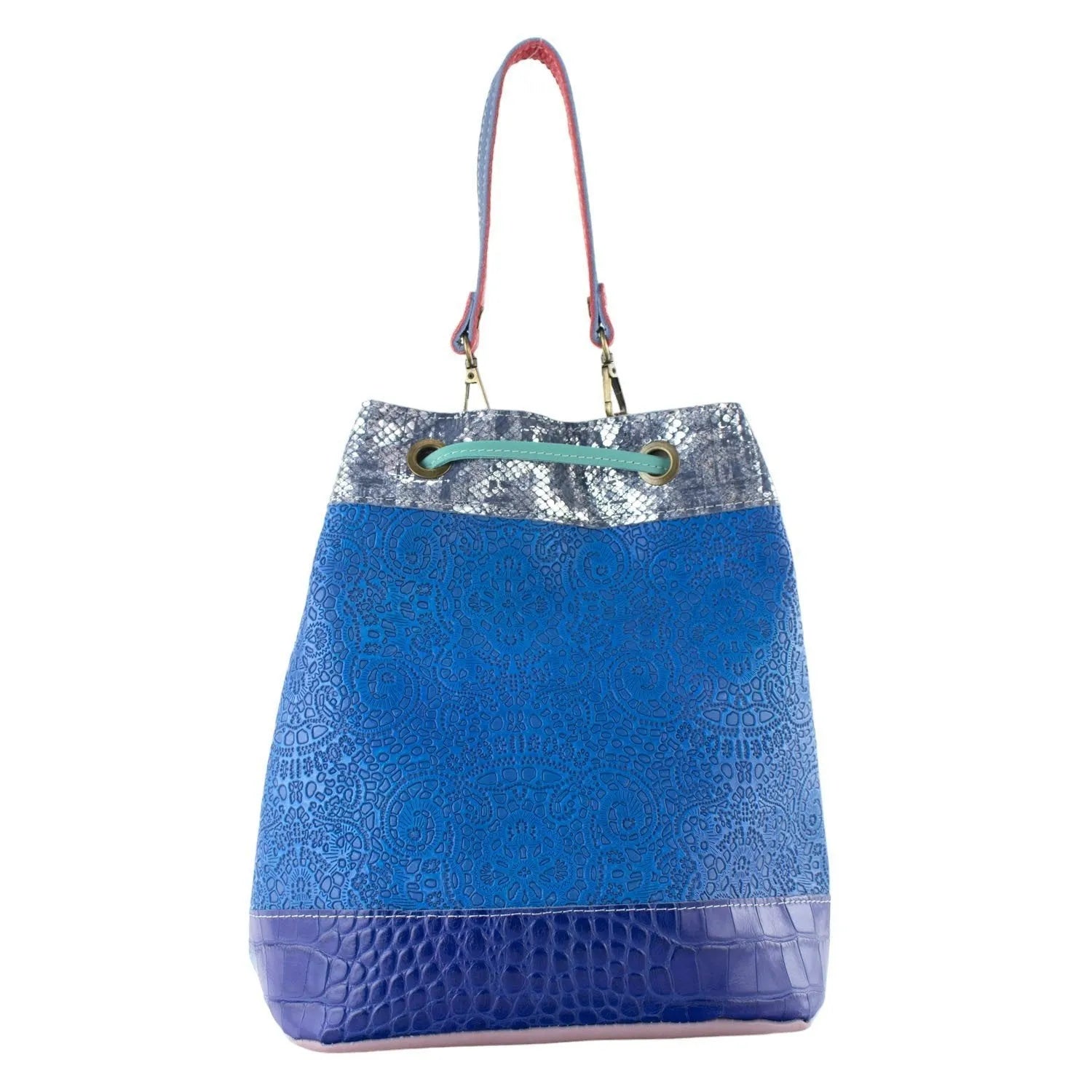 Bolso bombonera en Piel Pregato Simona Azul marino - KimondoShop