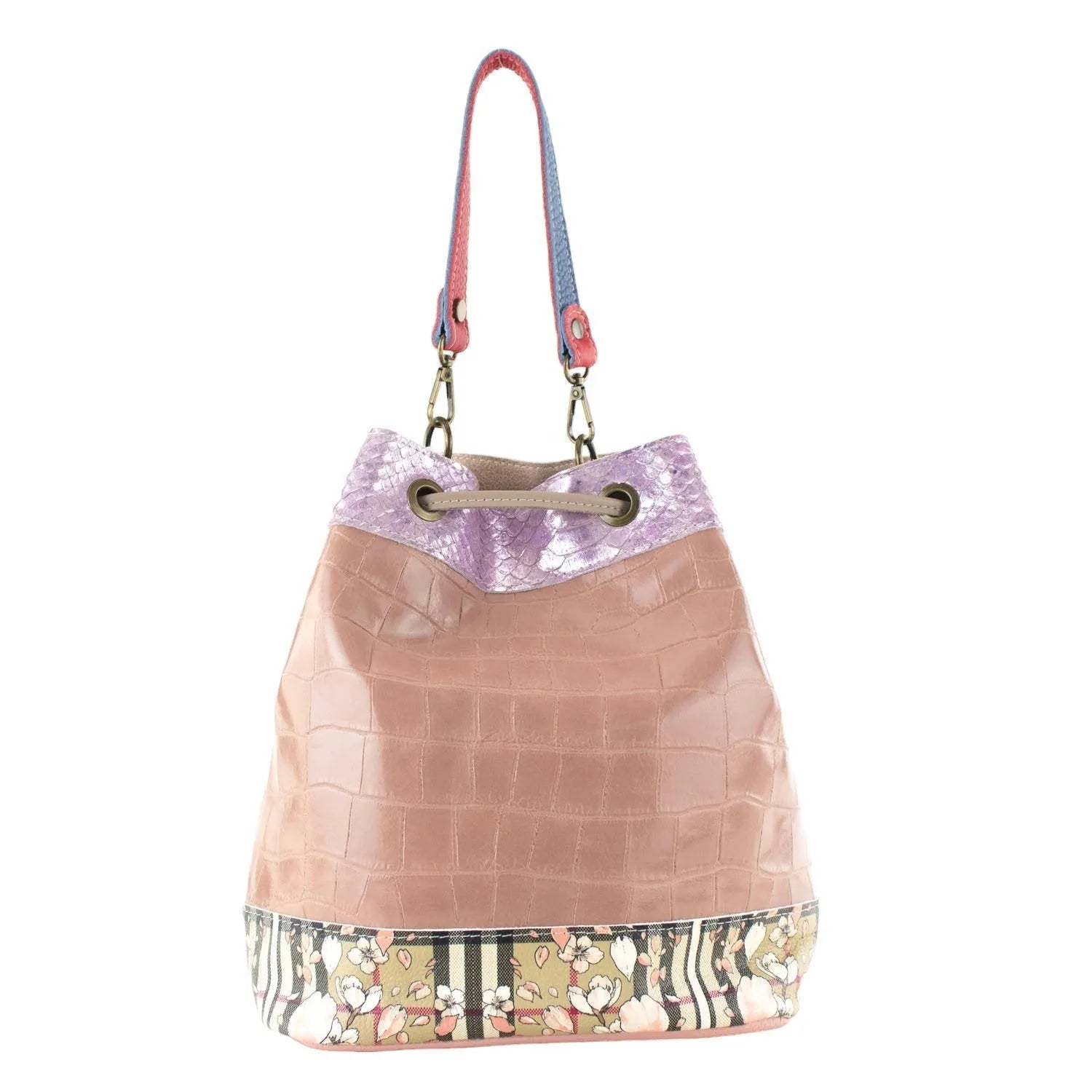 Bolso bombonera en Piel Pregato Simona Lila - KimondoShop