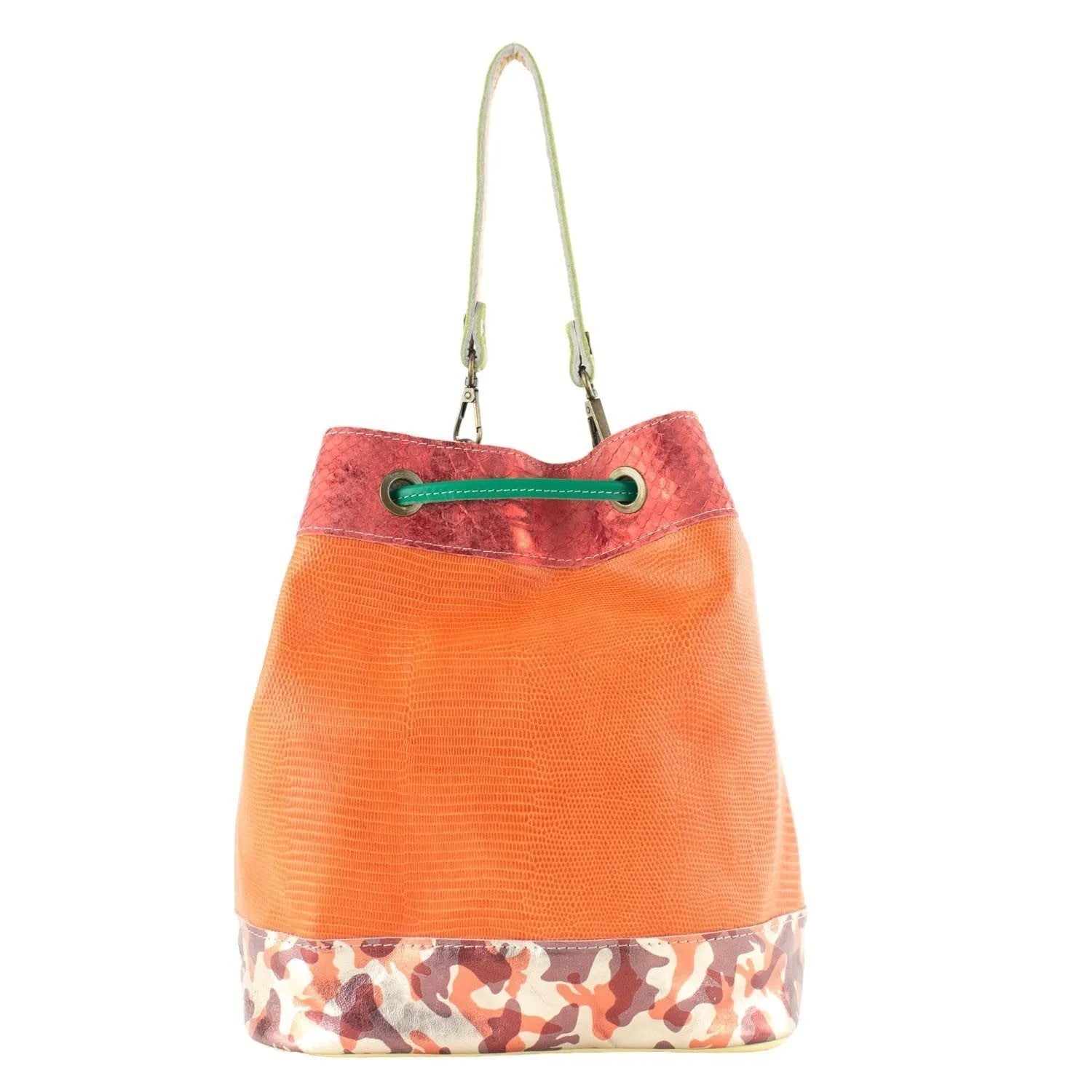 Bolso bombonera en Piel Pregato Simona Verde - KimondoShop