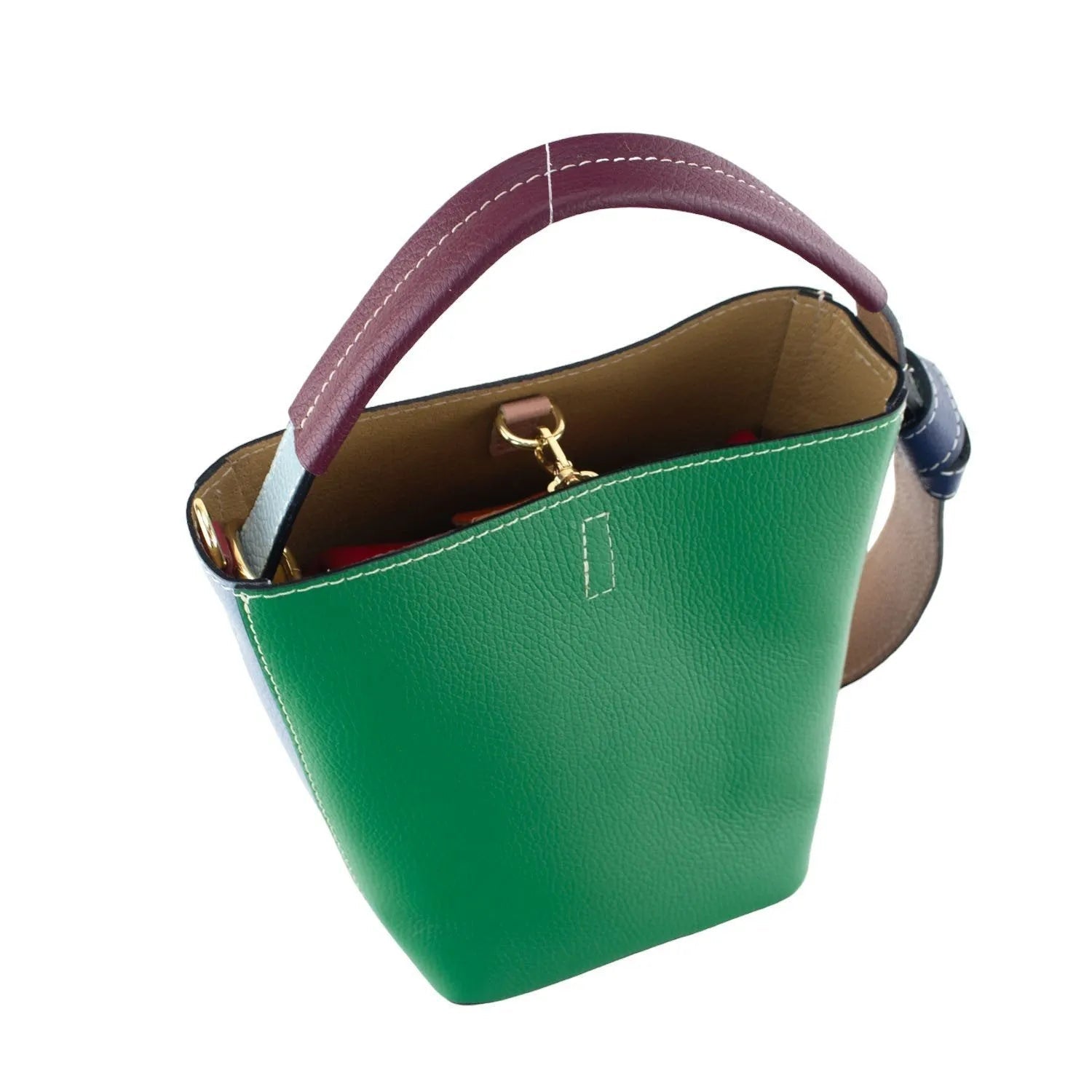 Bolso bucket en Piel Pregato Alessia Verde - KimondoShop