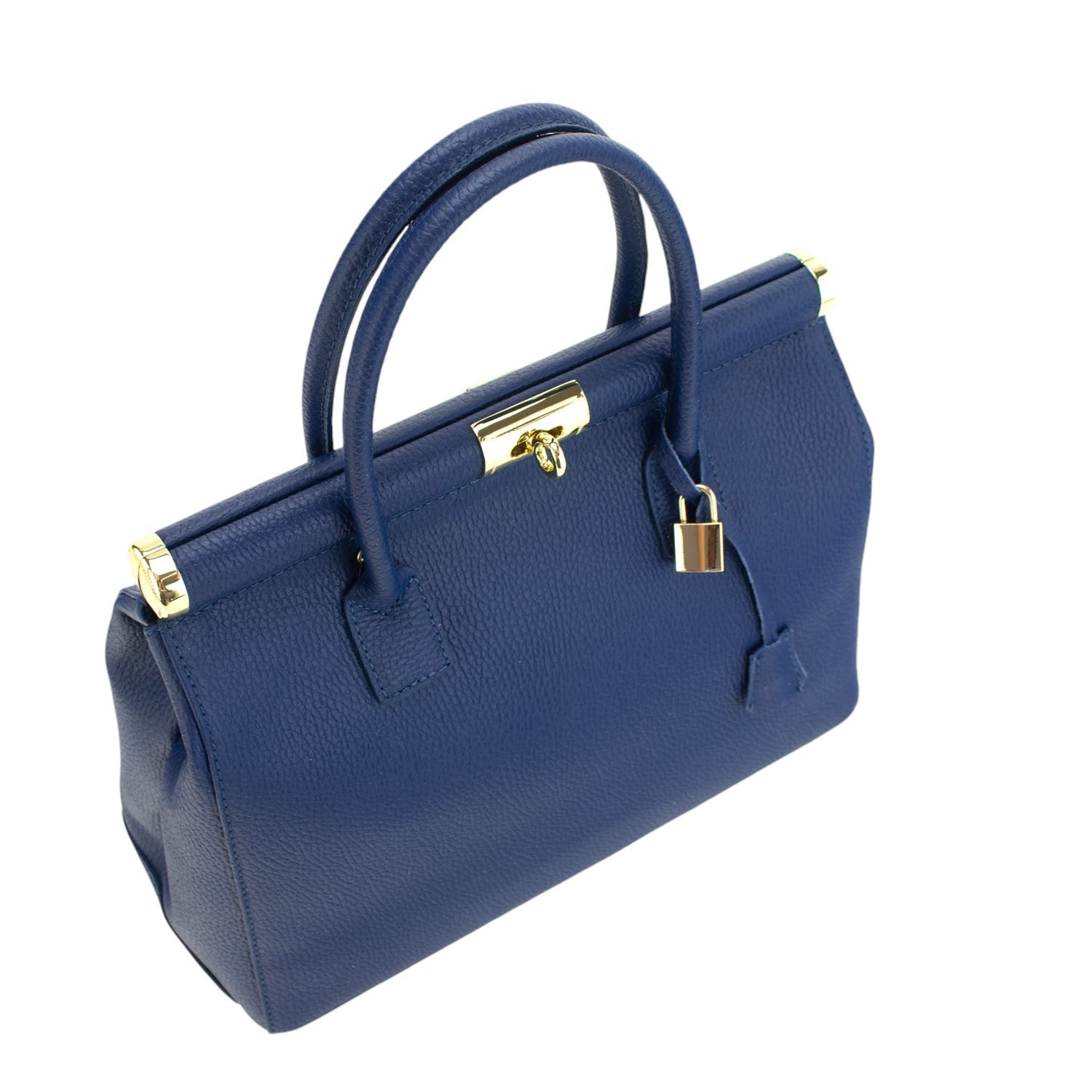 Bolso de mano en Piel Pregato Classic Azul marino medio - KimondoShop