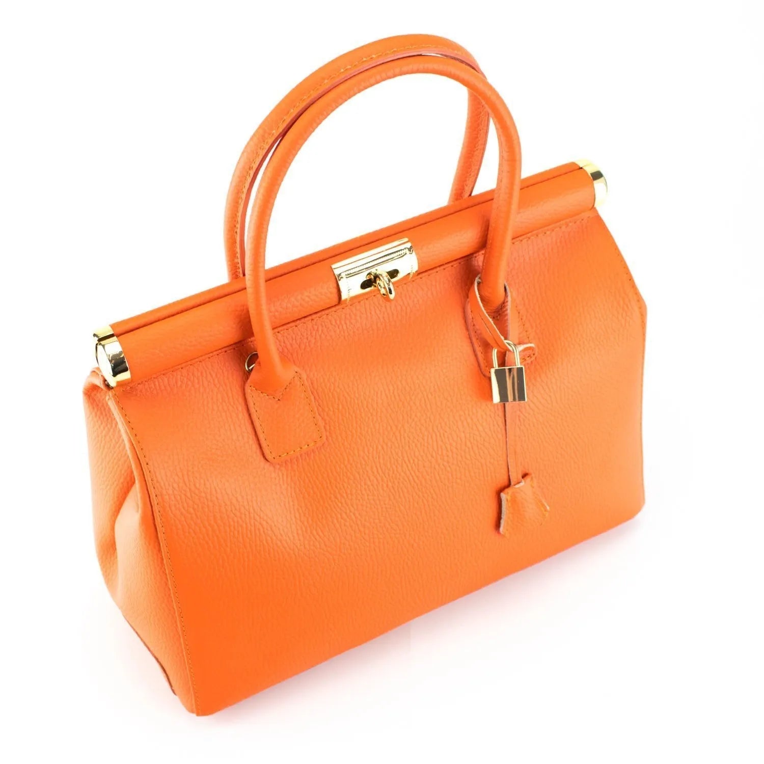 Bolso de mano en Piel Pregato Classic Naranja - KimondoShop