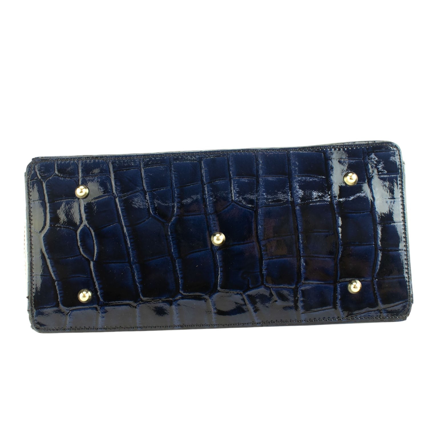 Bolso de mano en Piel Pregato Classic Special Croc Azul marino - KimondoShop