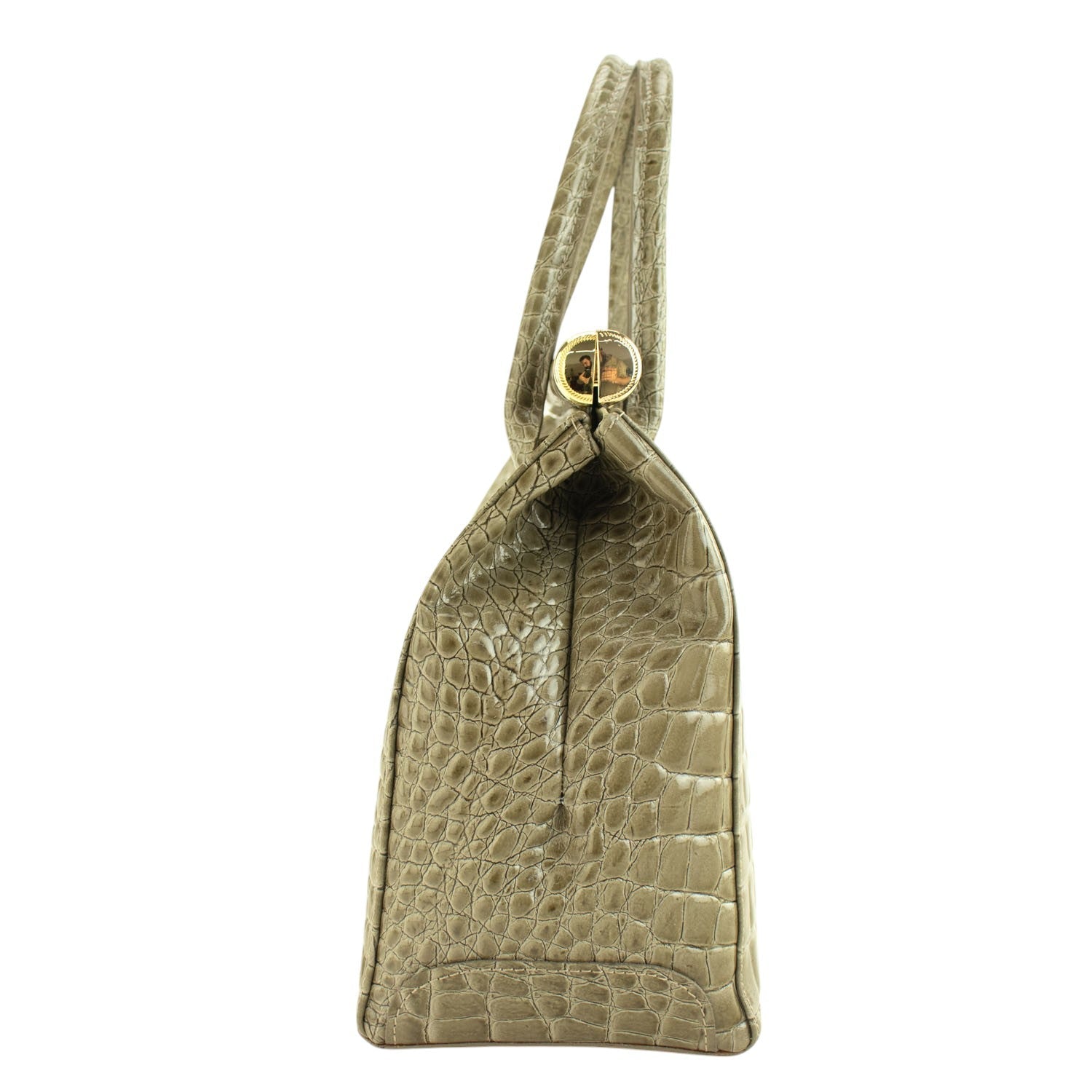 Bolso de mano en Piel Pregato Classic Special Croc Taupe - KimondoShop