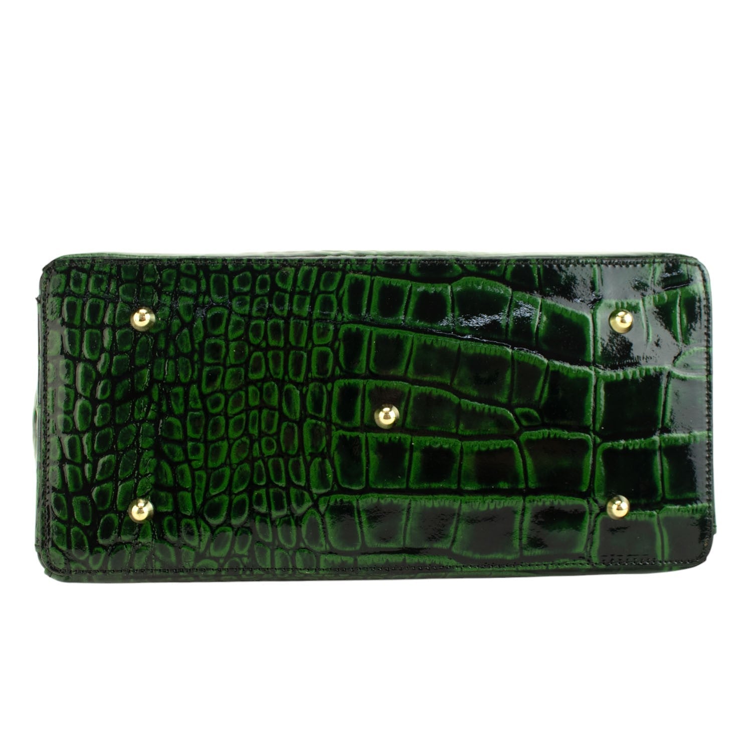 Bolso de mano en Piel Pregato Classic Special Croc Verde - KimondoShop