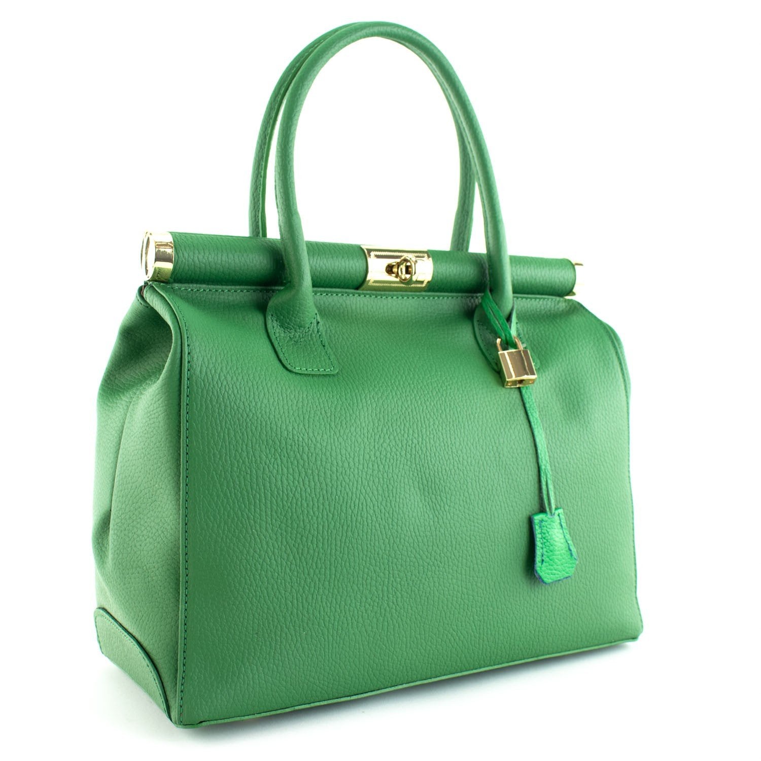 Bolso de mano en Piel Pregato Classic Verde - KimondoShop