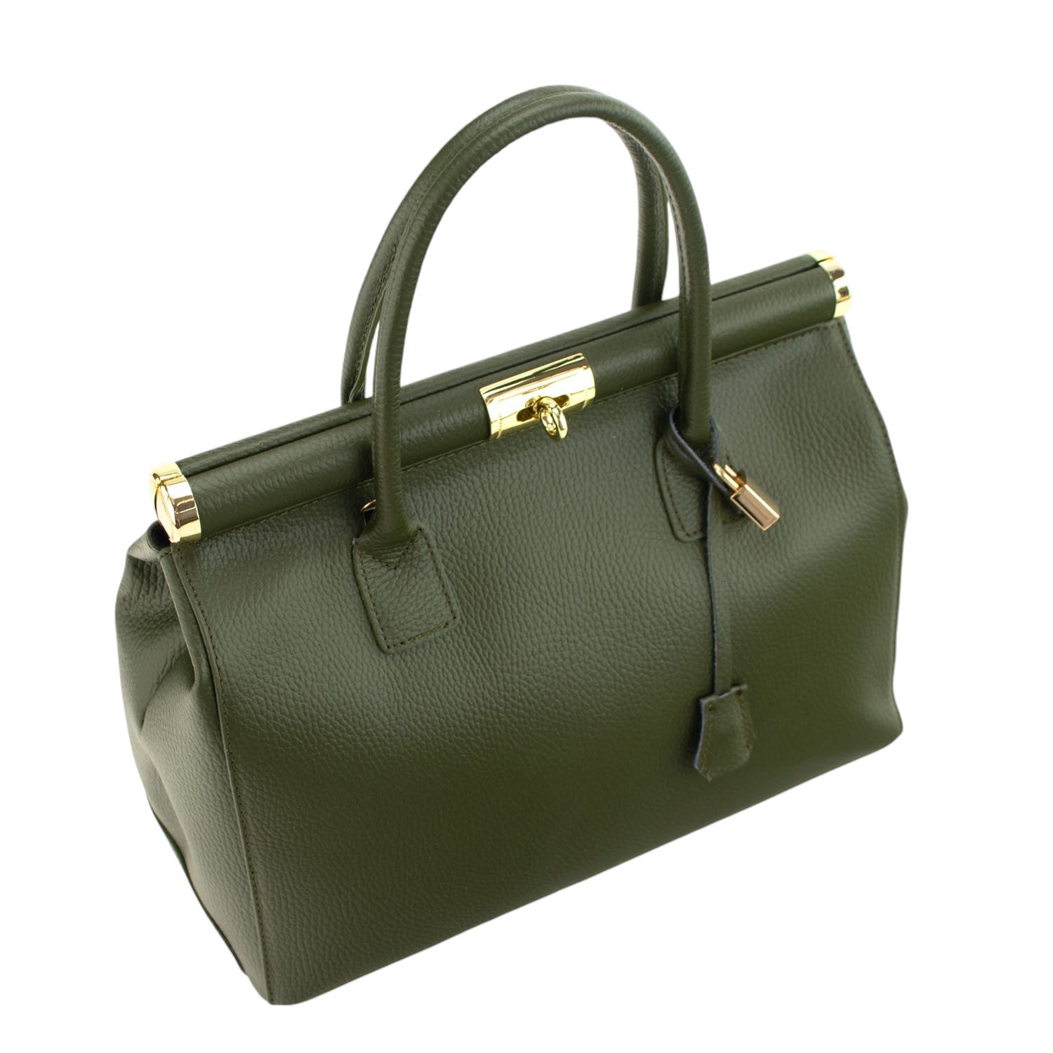 Bolso de mano en Piel Pregato Classic Verde oliva - KimondoShop