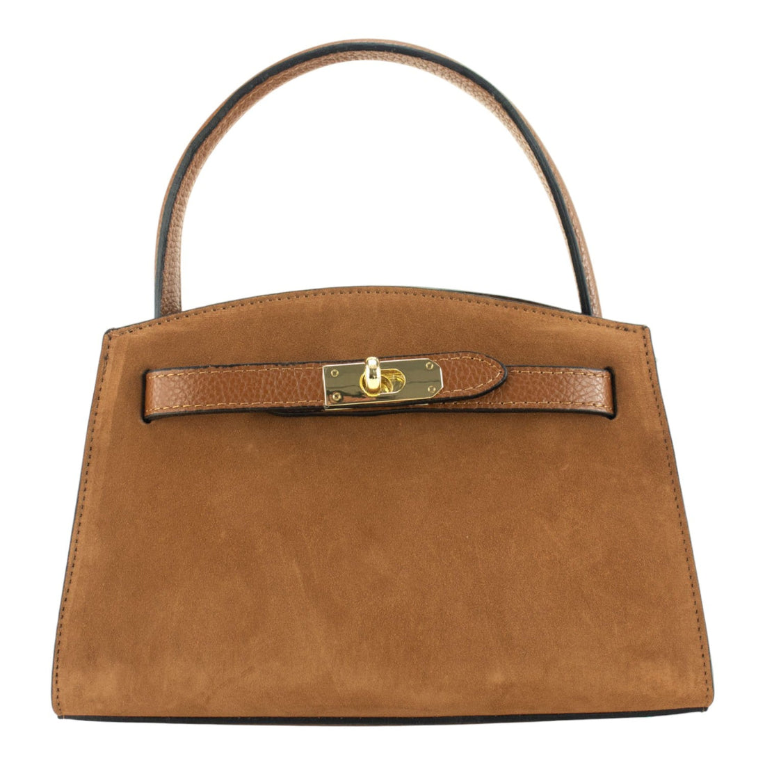 Bolso de mano en piel Pregato Nuit Ante Camel - KimondoShop