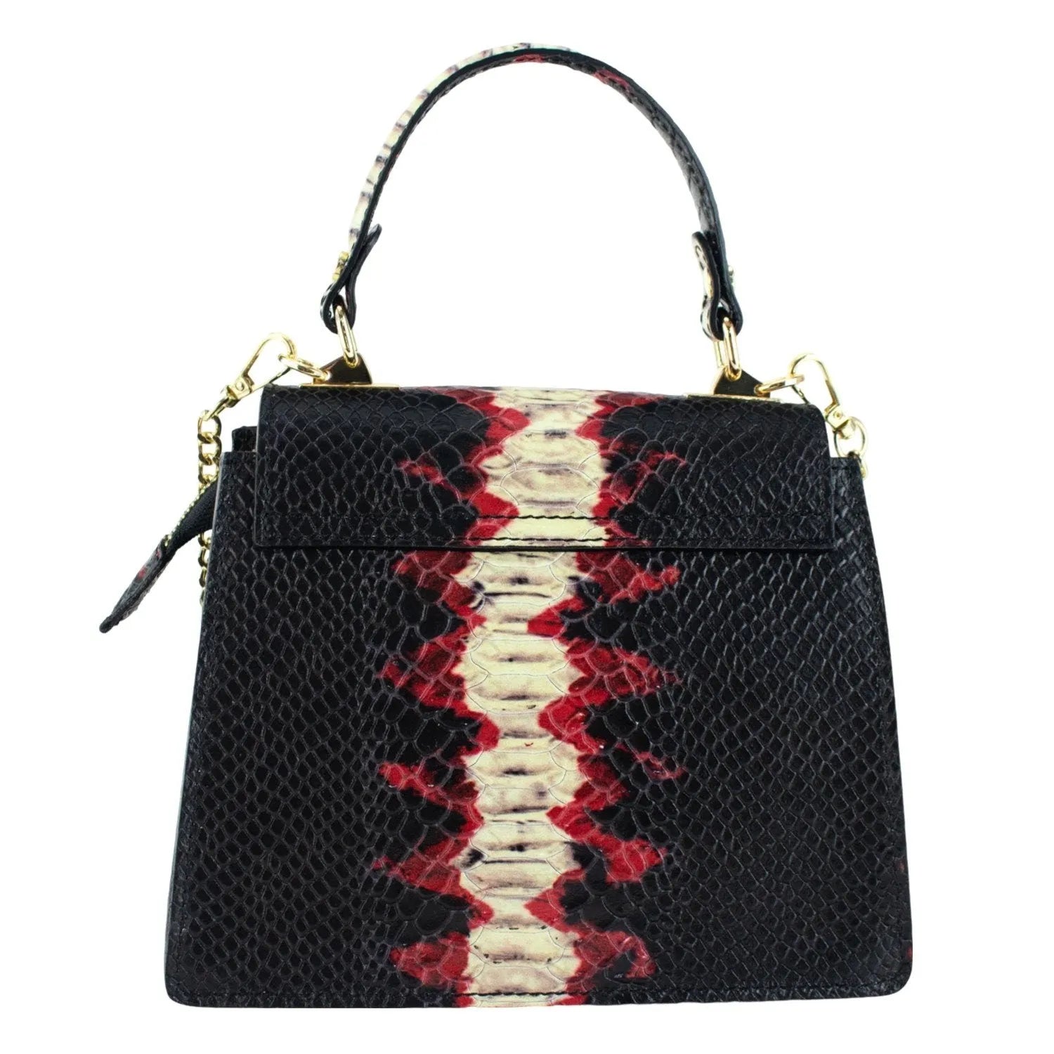 Bolso de mano Piel Pregato Gekko Negro Rojo - KimondoShop