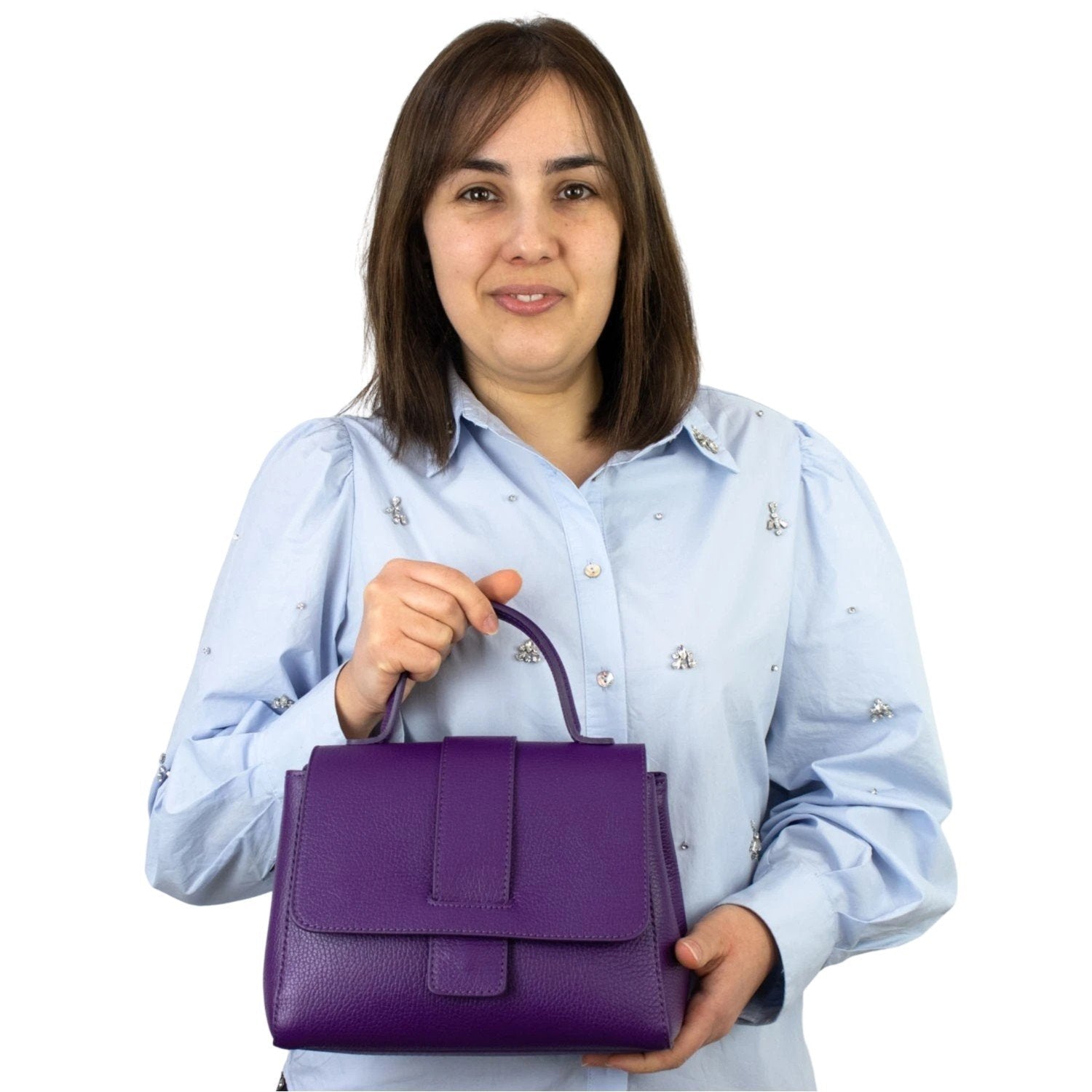 Bolso de Piel Pregato Allegria Lila - KimondoShop