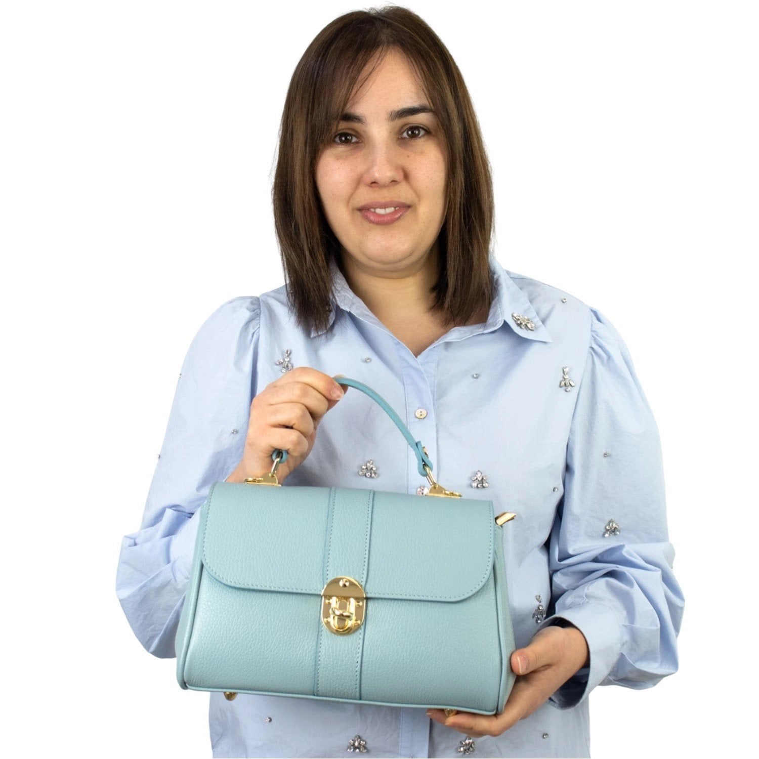 Bolso de Piel Pregato Idillio Azul claro - KimondoShop