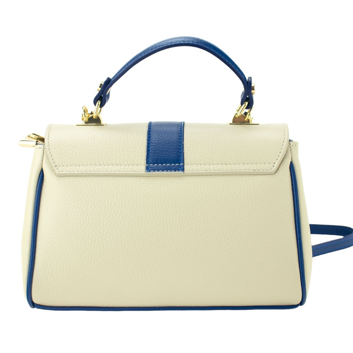 Bolso de Piel Pregato Idillio Bicolor Azul Beige - KimondoShop