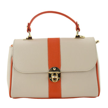 Bolso de Piel Pregato Idillio Bicolor Naranja Beige - KimondoShop