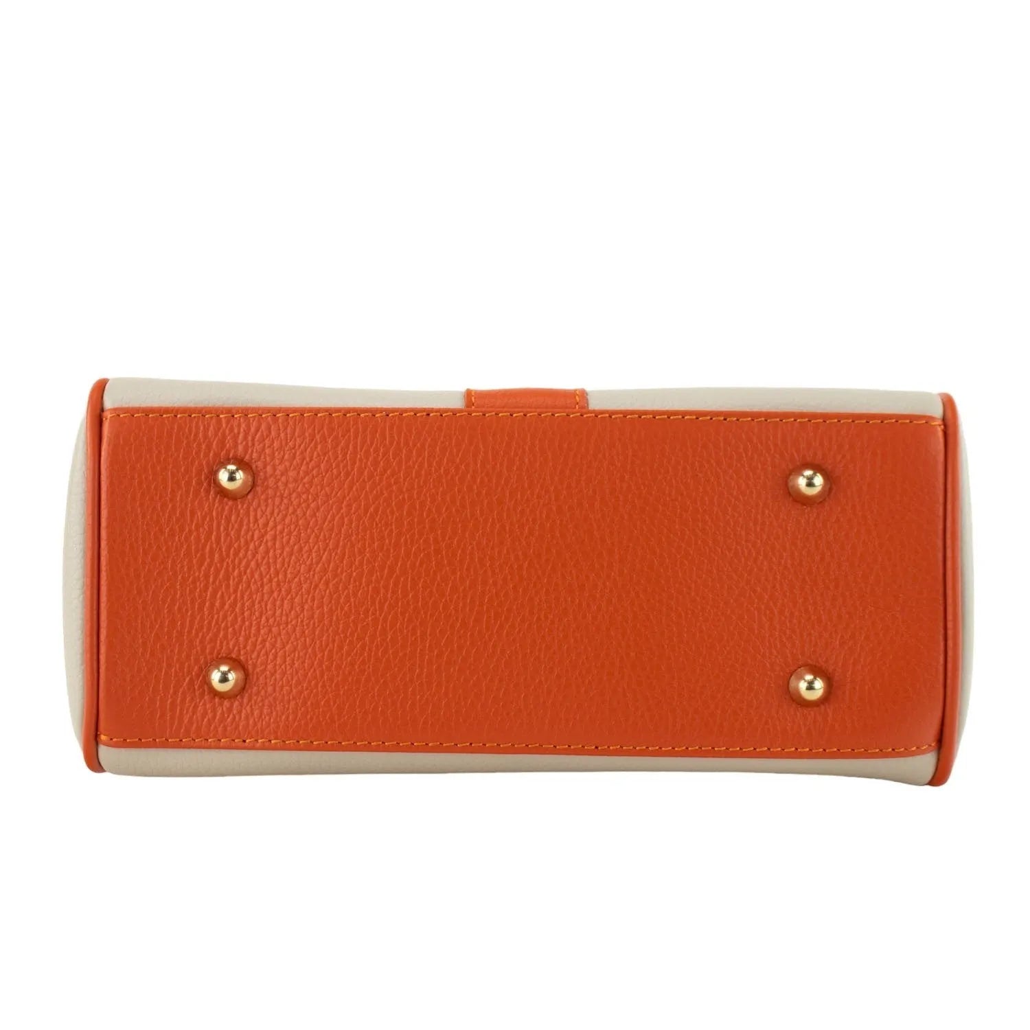 Bolso de Piel Pregato Idillio Bicolor Naranja Beige - KimondoShop