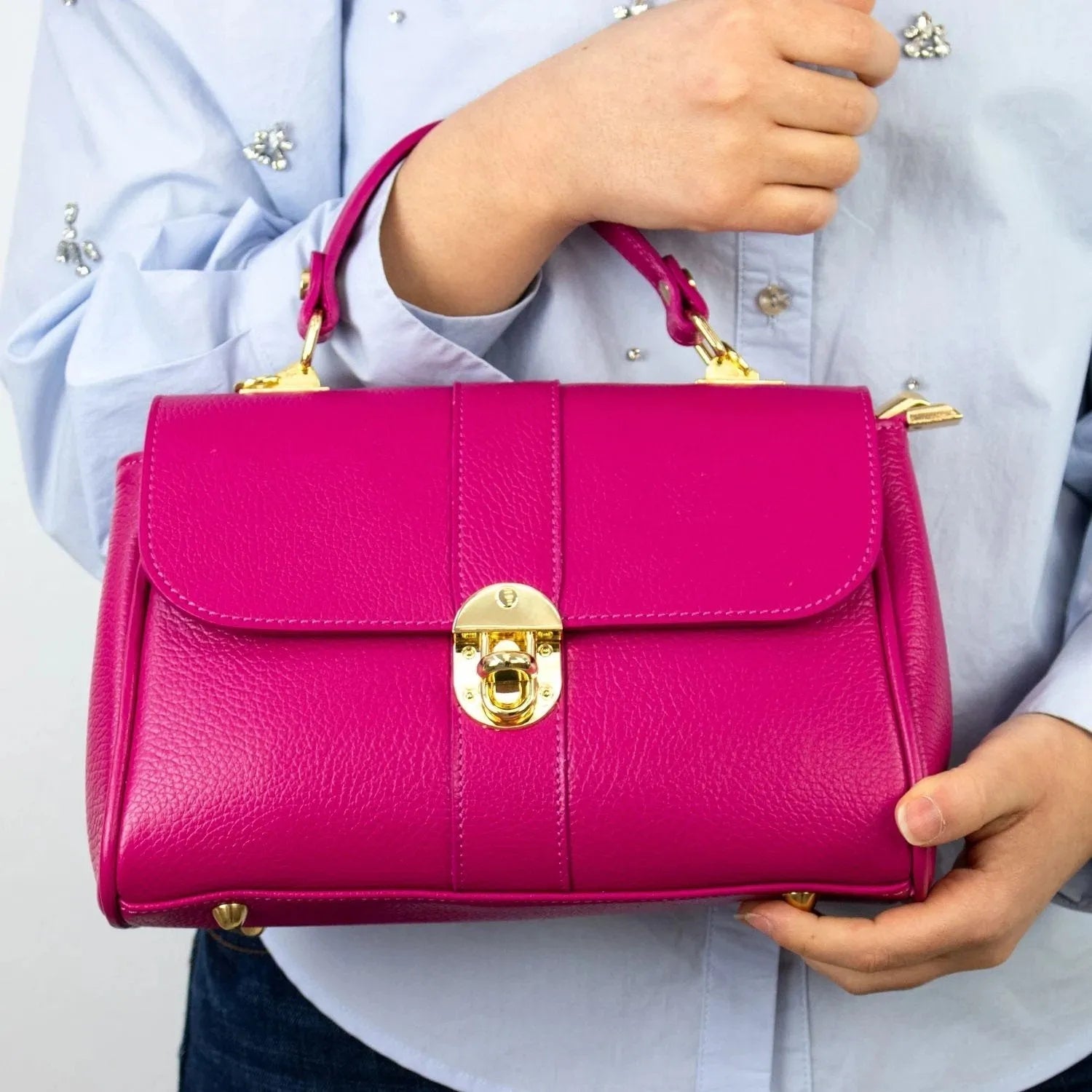 Bolso de Piel Pregato Idillio Fucsia - KimondoShop