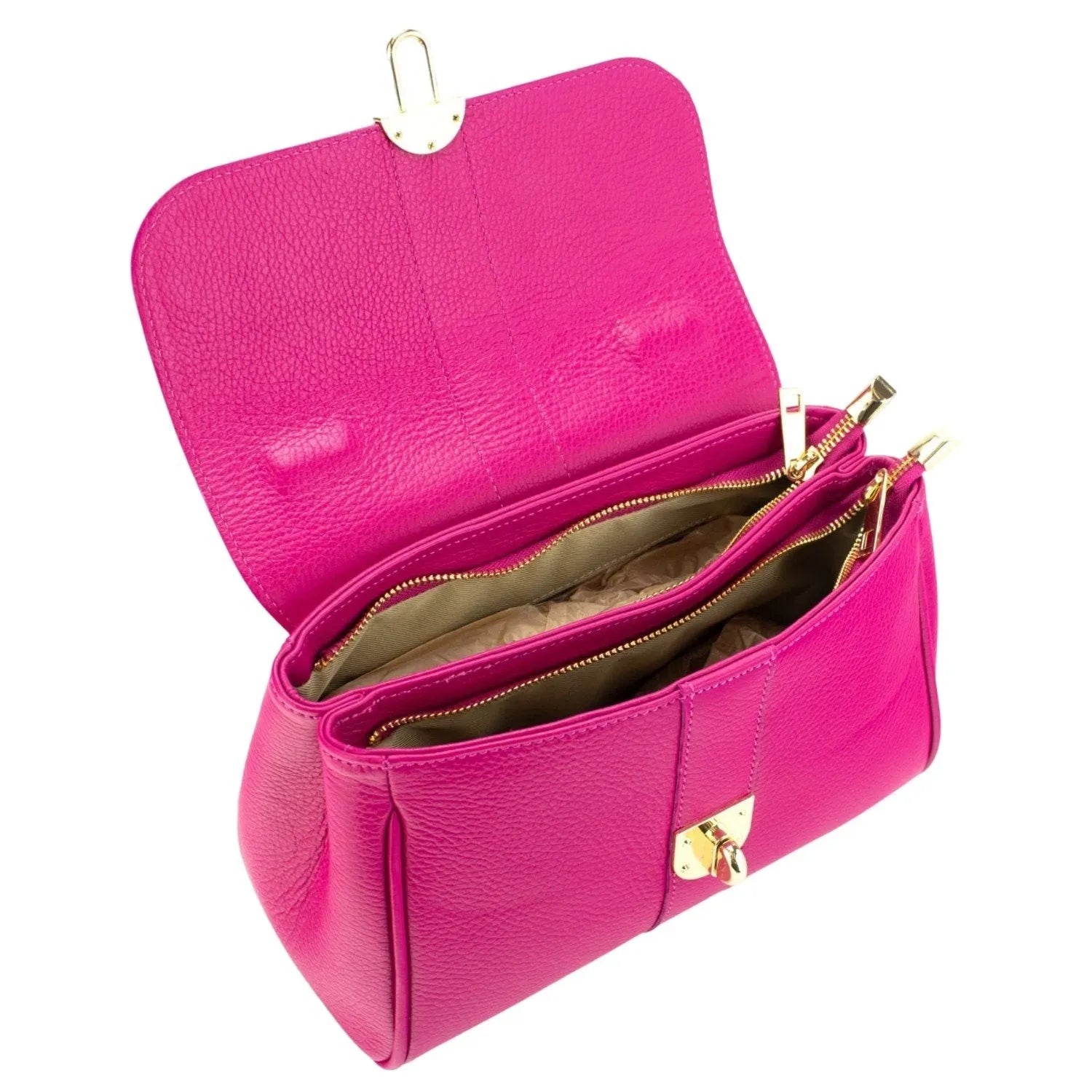 Bolso de Piel Pregato Idillio Fucsia - KimondoShop