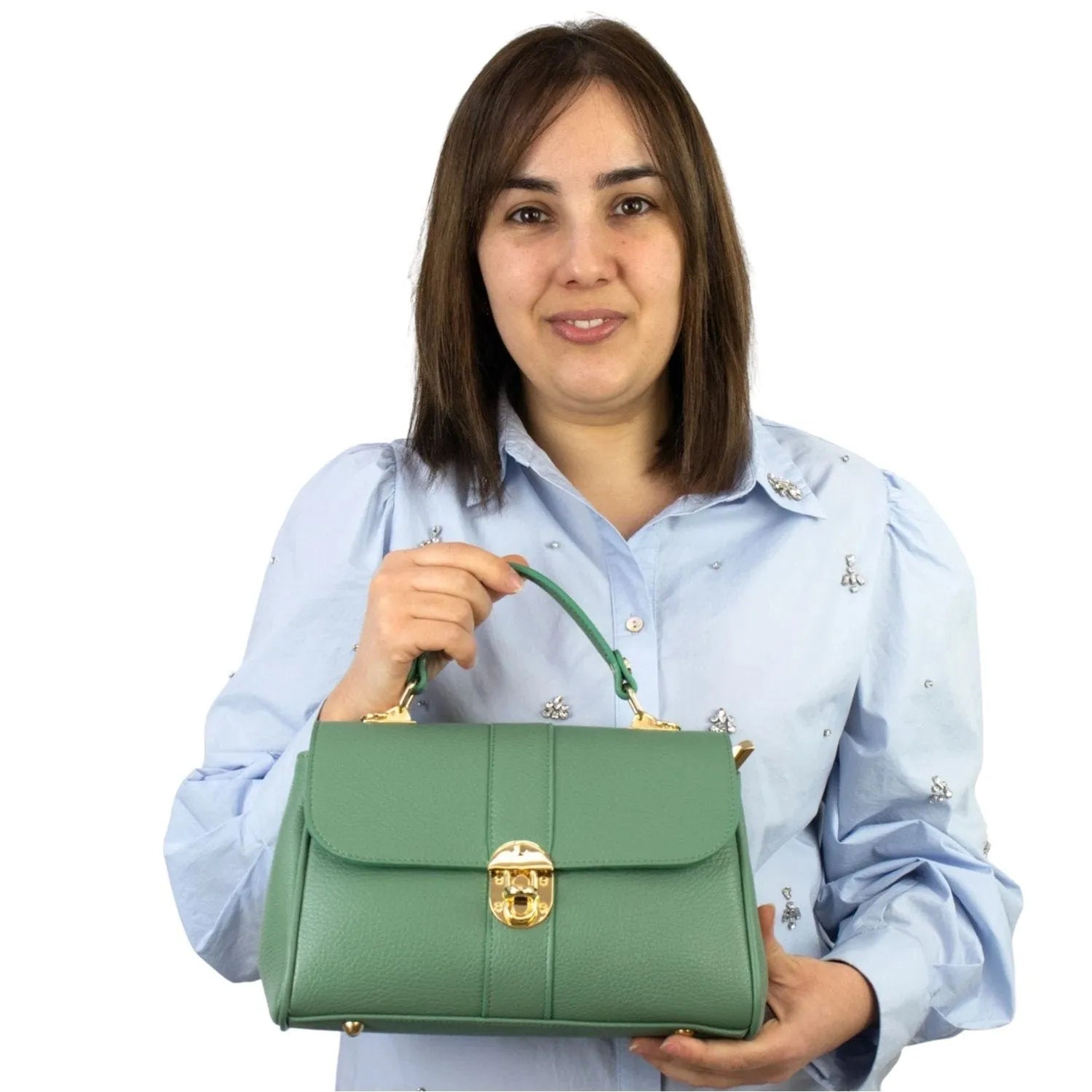 Bolso de Piel Pregato Idillio Verde Aguamarina - KimondoShop