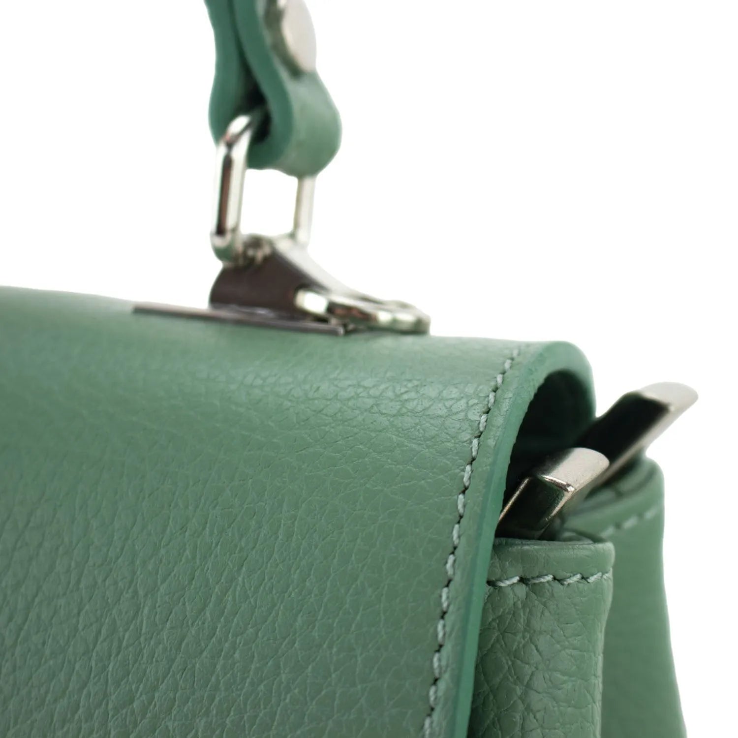 Bolso de Piel Pregato Idillio Verde Aguamarina H Plateado - KimondoShop