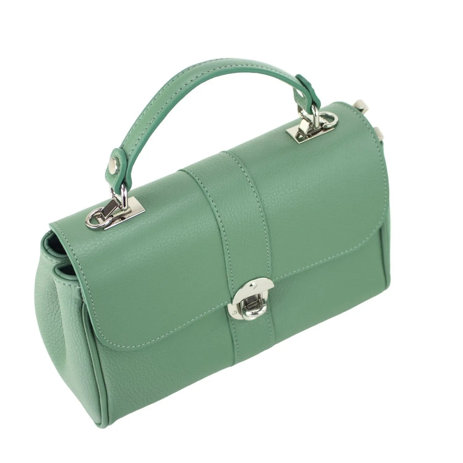 Bolso de Piel Pregato Idillio Verde Aguamarina H Plateado - KimondoShop