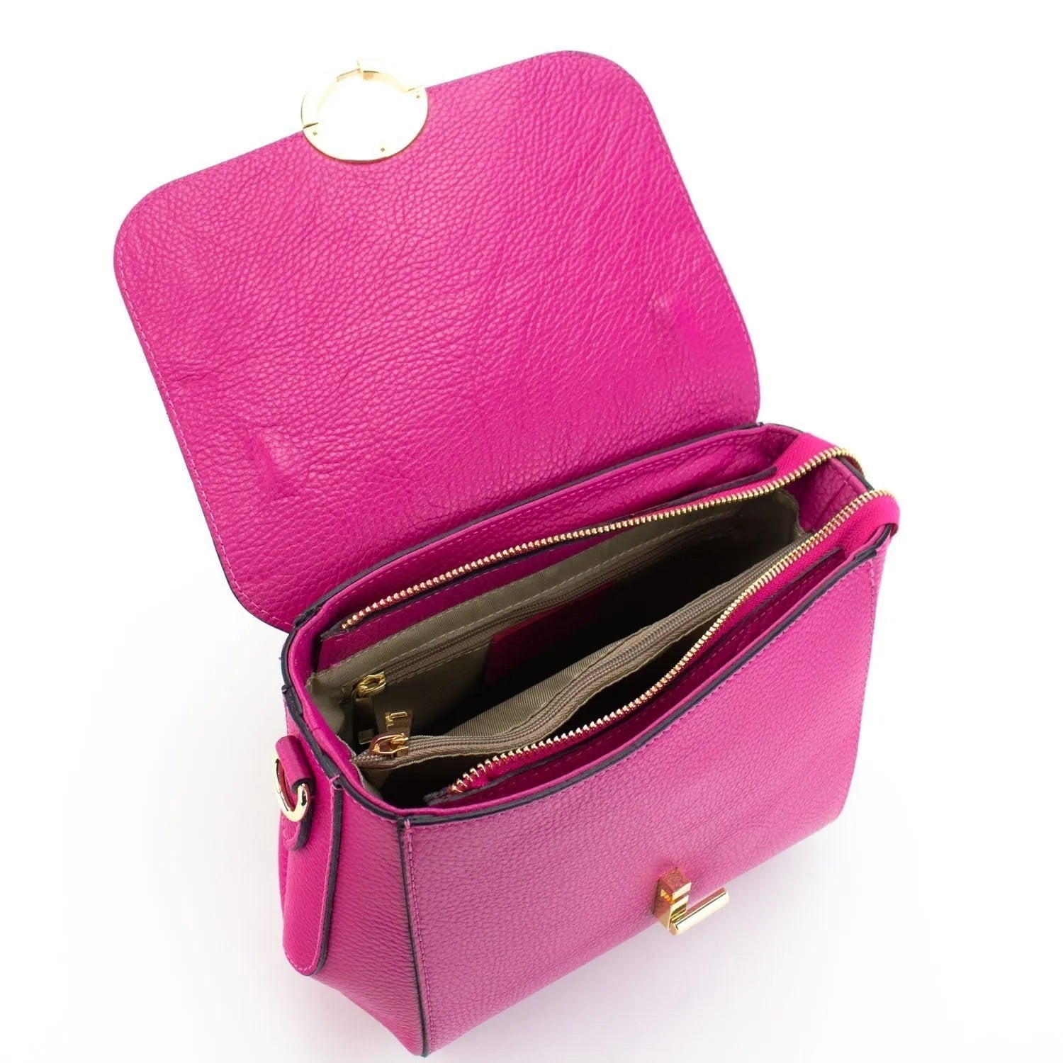 Bolso de Piel Pregato Omega Fucsia - KimondoShop