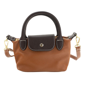 Bolso de Piel Pregato Piuma Camel asa oscura - KimondoShop