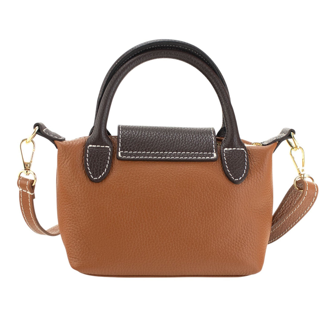 Bolso de Piel Pregato Piuma Camel asa oscura - KimondoShop