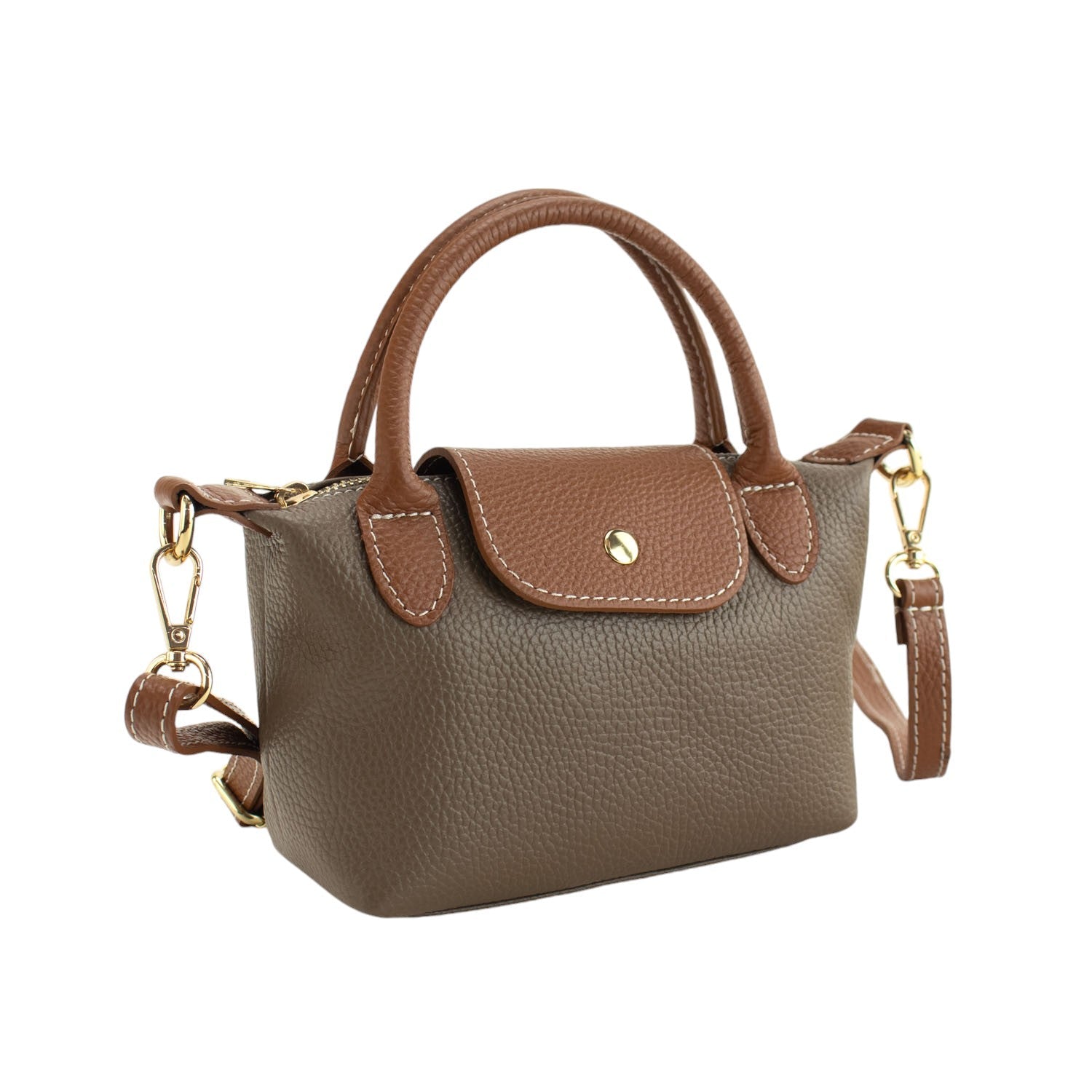 Bolso de Piel Pregato Piuma Taupe - KimondoShop