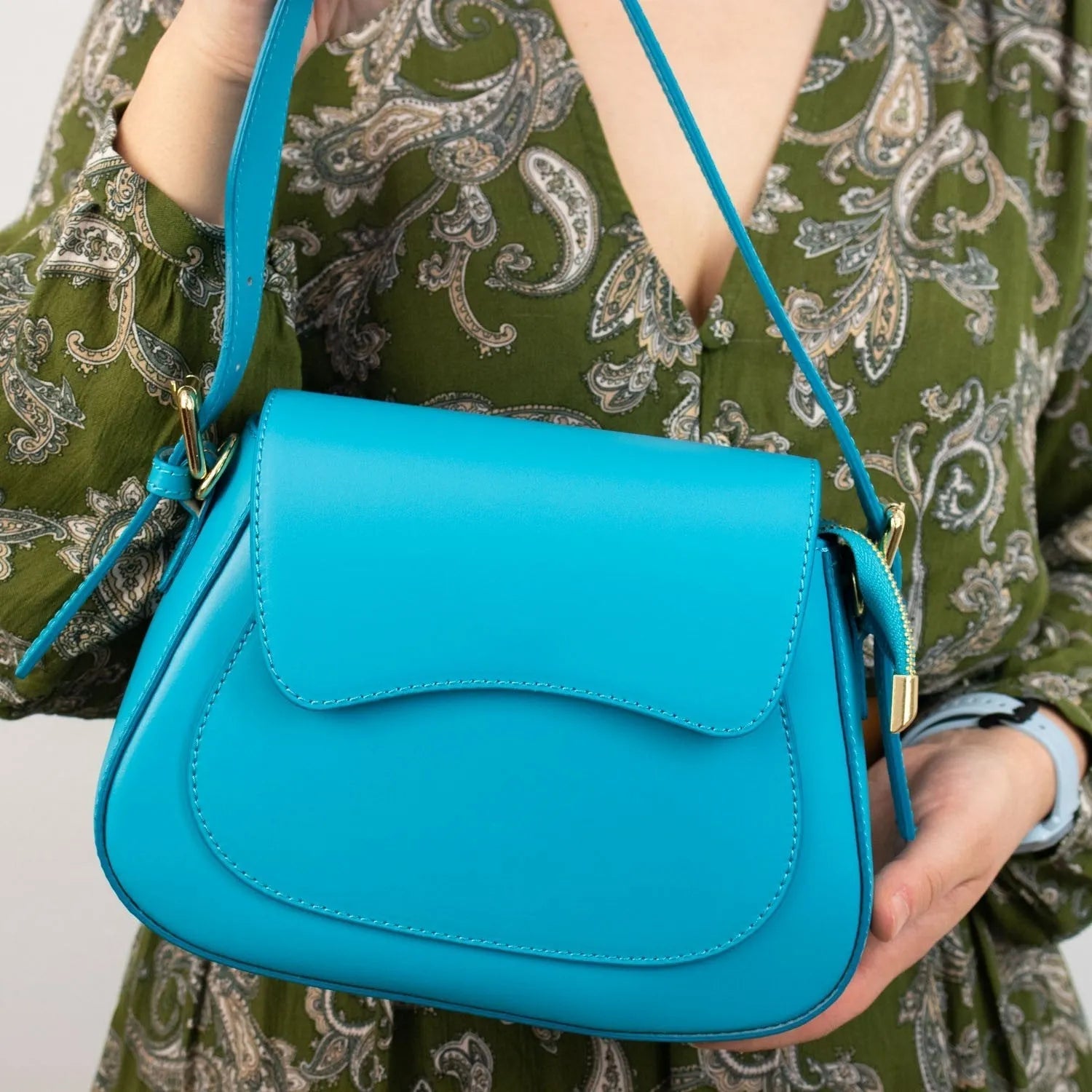 Bolso de Piel Pregato Sigma Azul Turquesa - KimondoShop