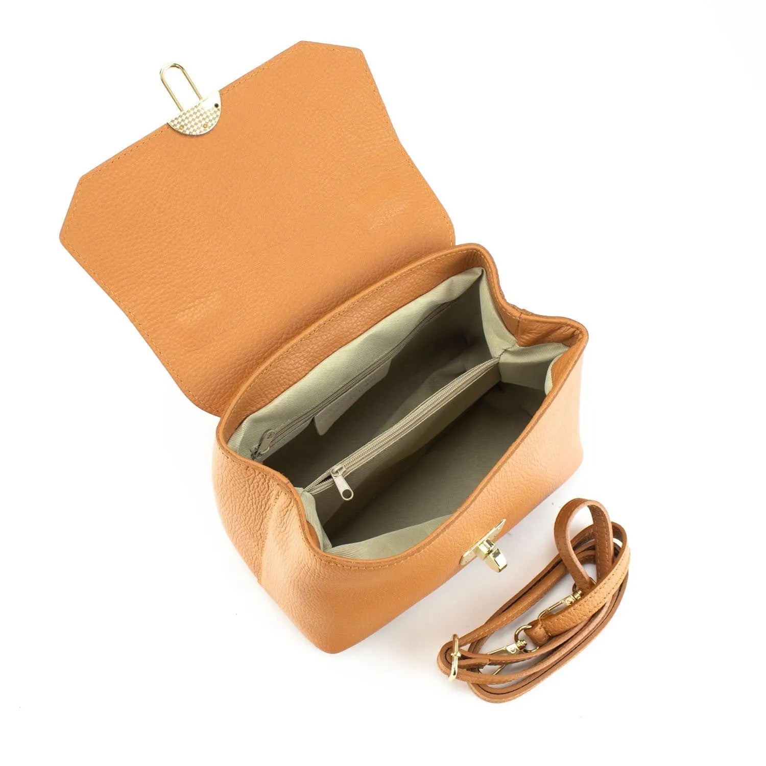 Bolso en Piel Pregato Carezza Camel - KimondoShop