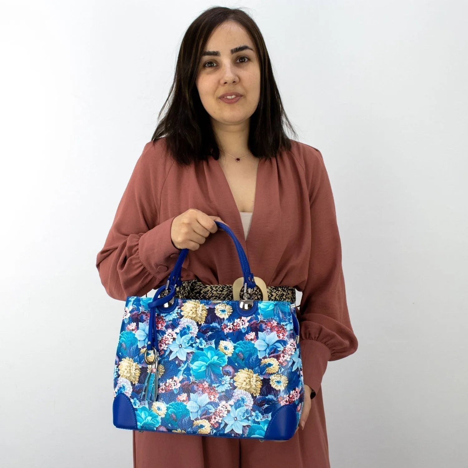 Bolso en piel Pregato Eleganza Colorful Blue - KimondoShop