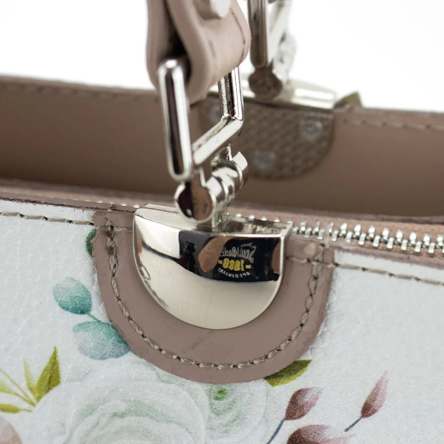 Bolso en piel Pregato Eleganza Floral Taupe - KimondoShop