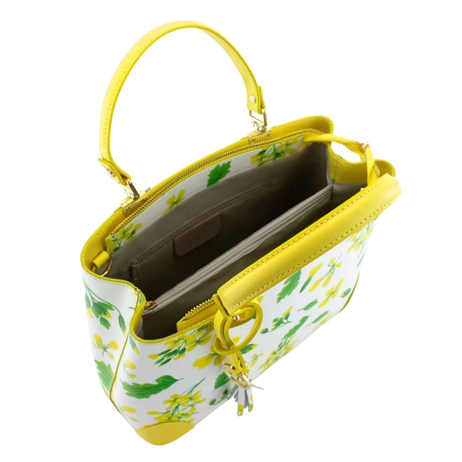 Bolso en piel Pregato Eleganza Flores amarillas - KimondoShop