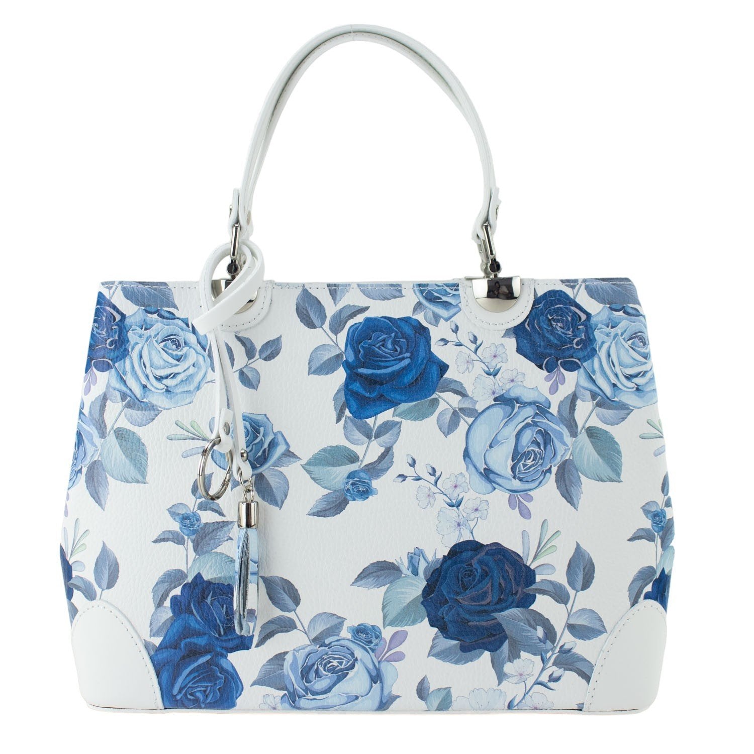 Bolso en piel Pregato Eleganza Flores azules - KimondoShop