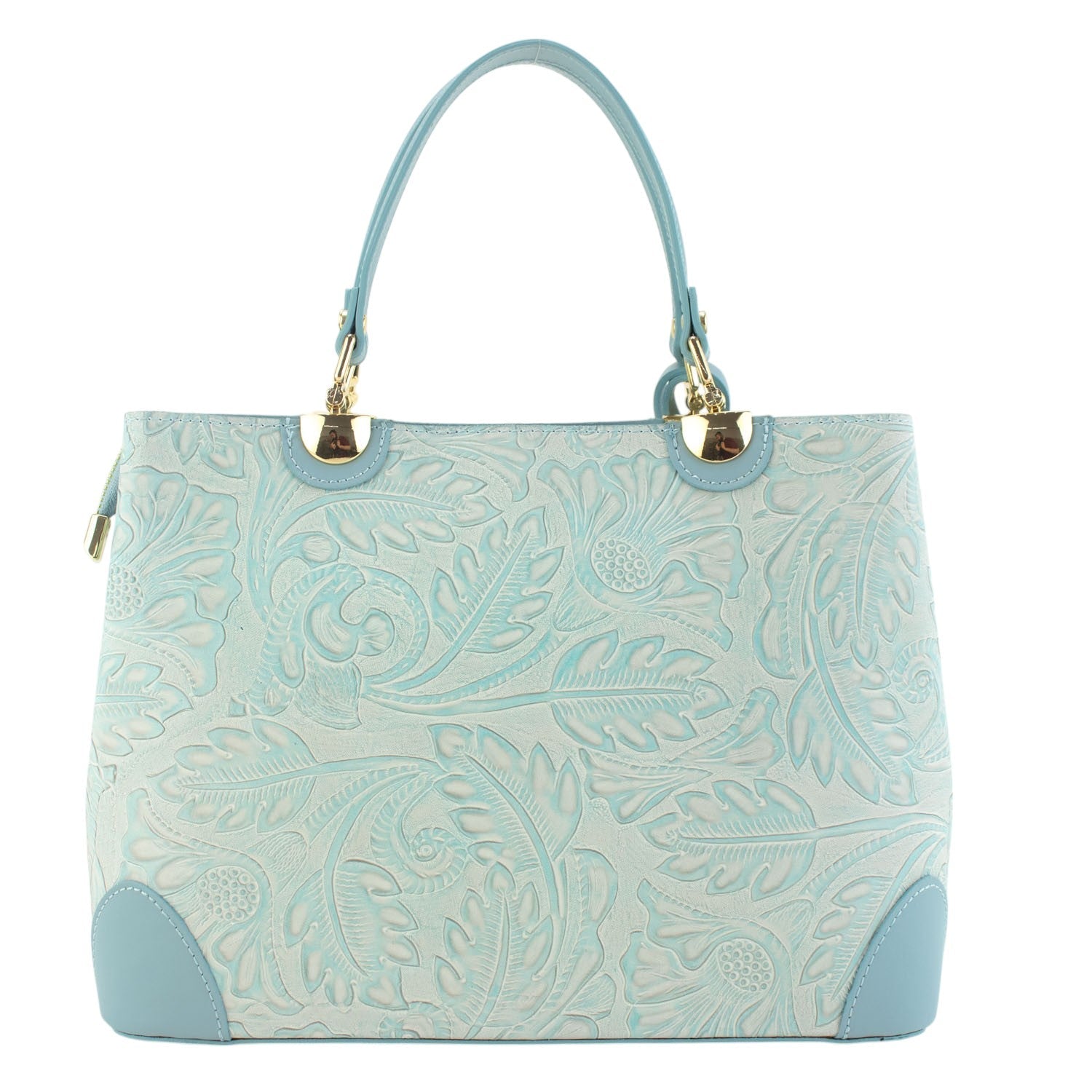 Bolso en piel Pregato Eleganza Grabado Azul - KimondoShop